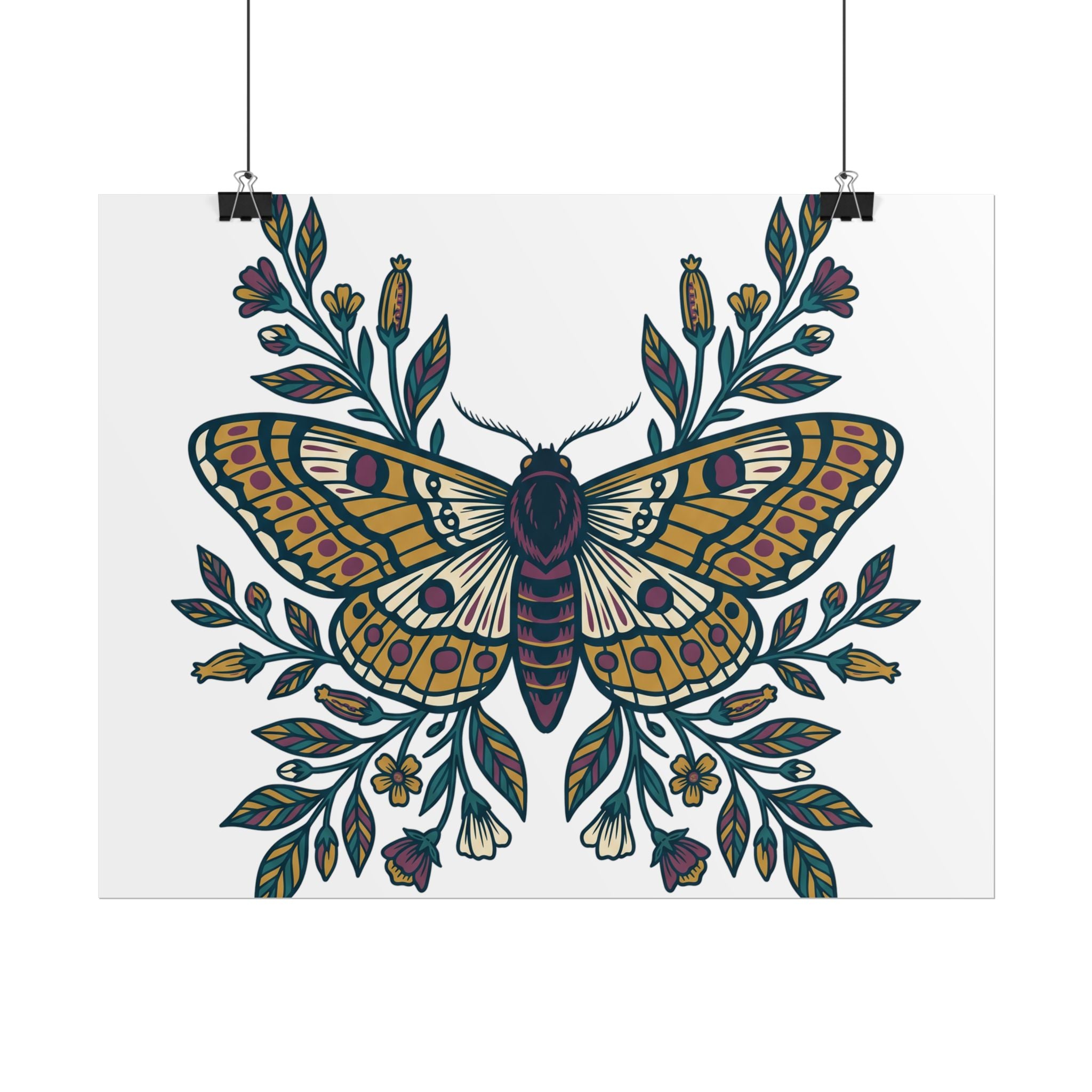Botanical Moth and Flora Poster