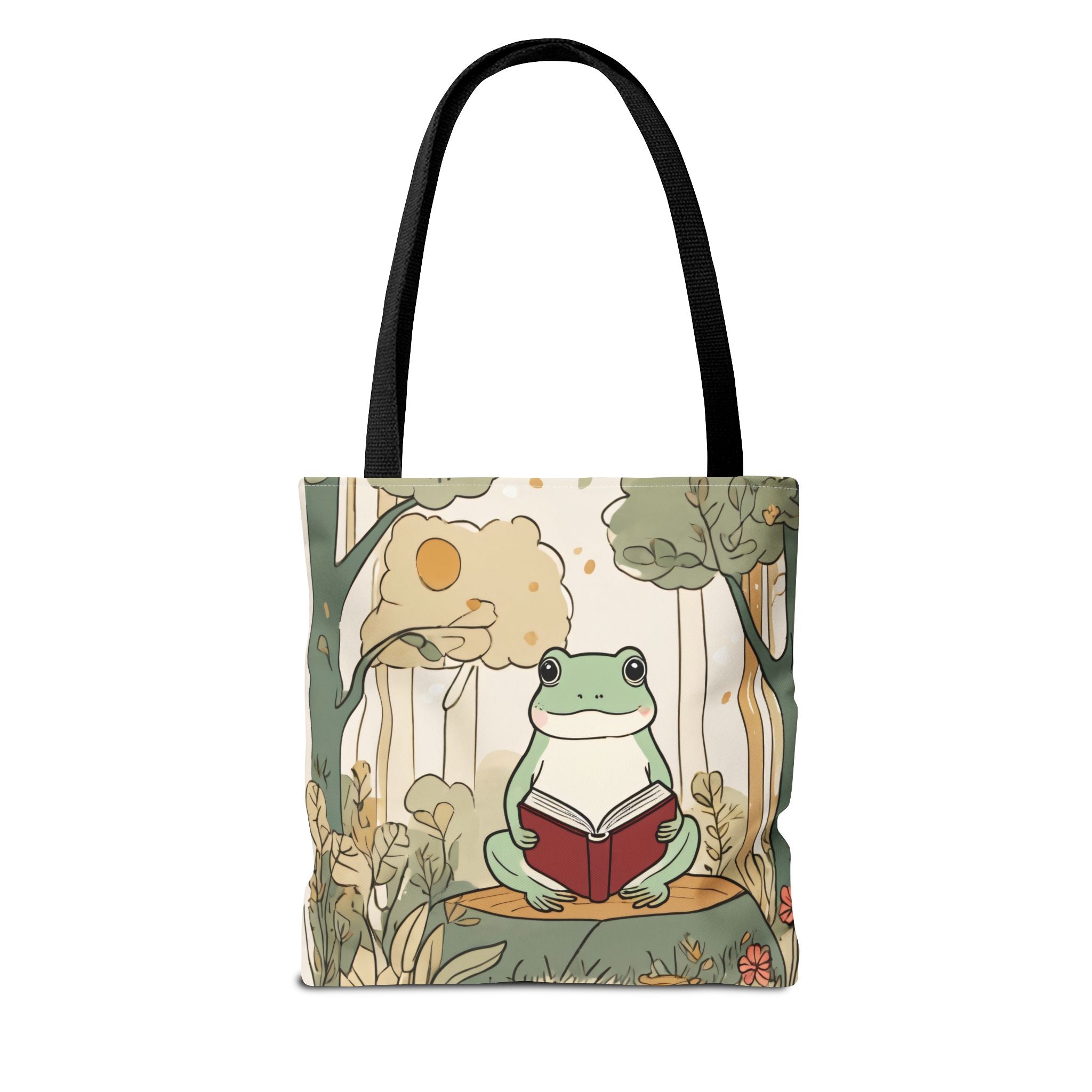 Cute Frog Reading Tote Bag – Whimsical Nature Booklover AOP Tote