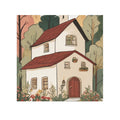 Cozy Cottage Face Towel — Autumn Floral House Illustration