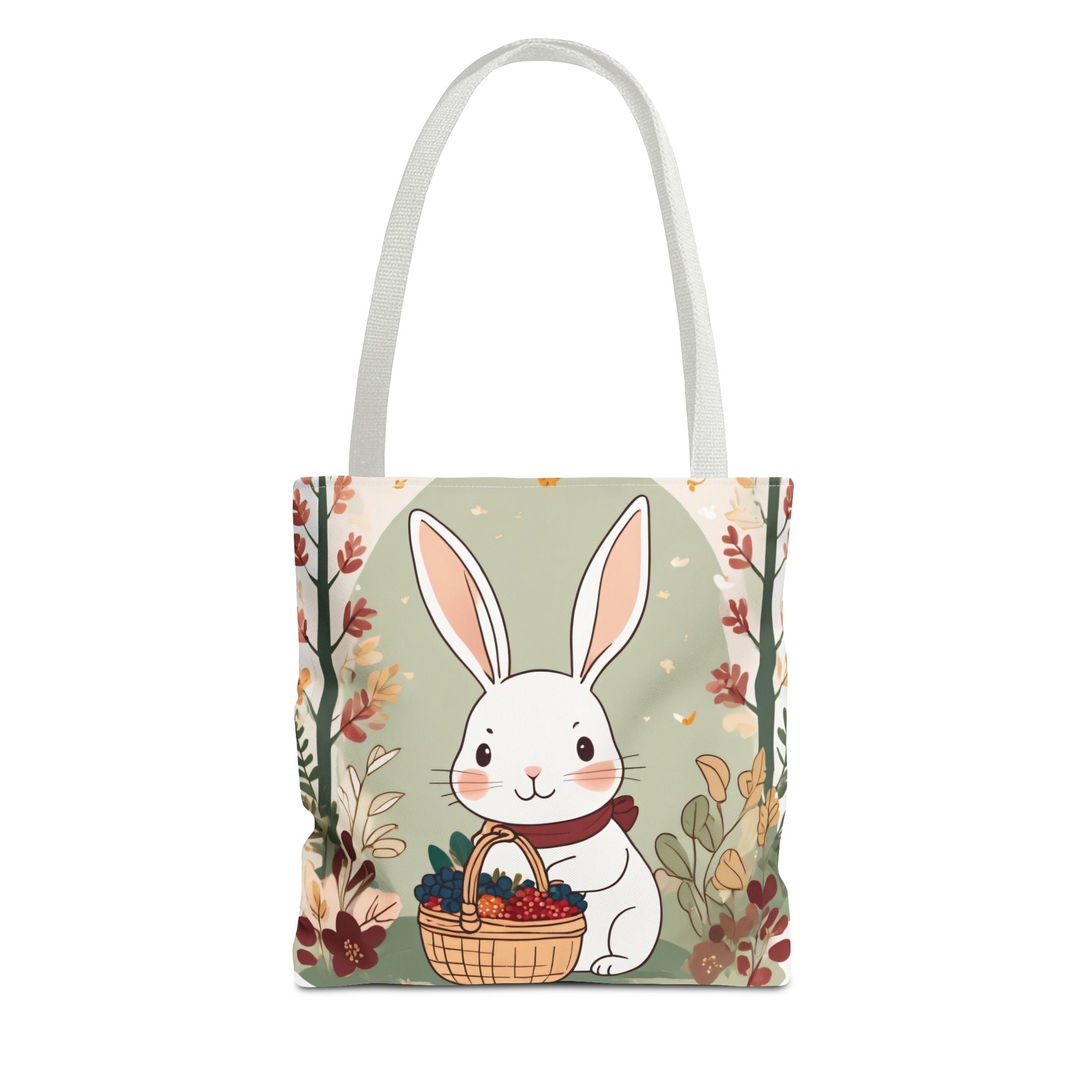 Easter Bunny Tote Bag — Cute Rabbit with Basket Spring Floral Design