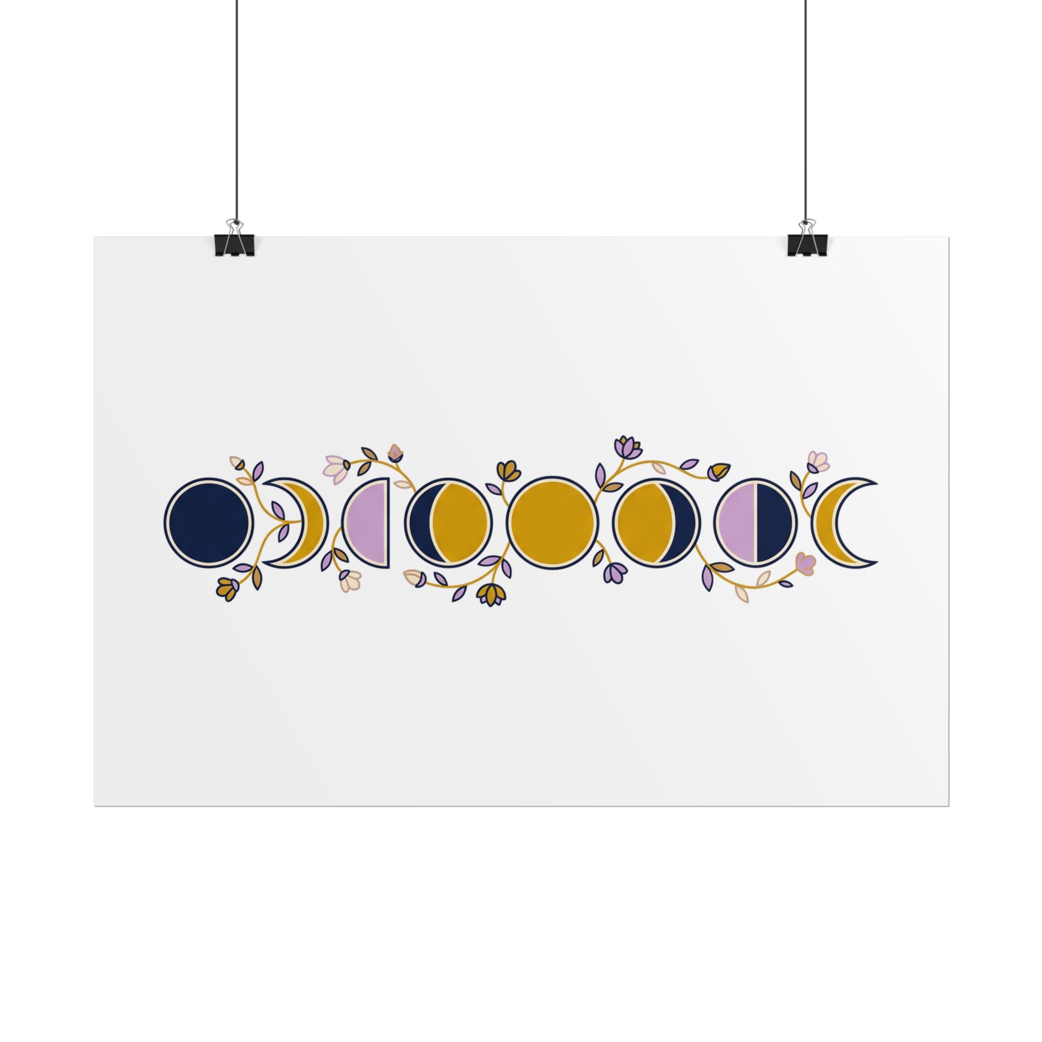 Moon Phases Botanical Poster