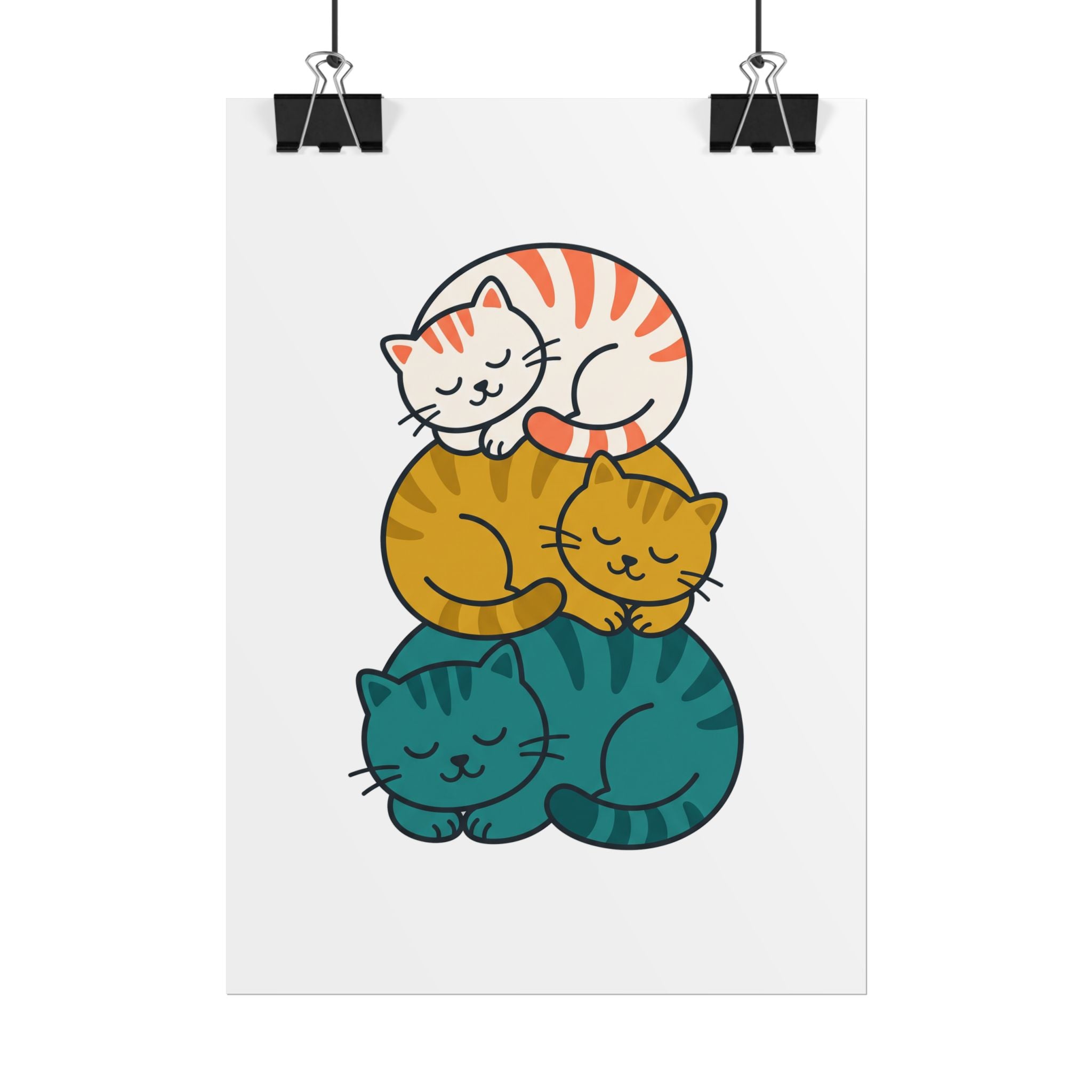 Sleepy Cat Stack Poster