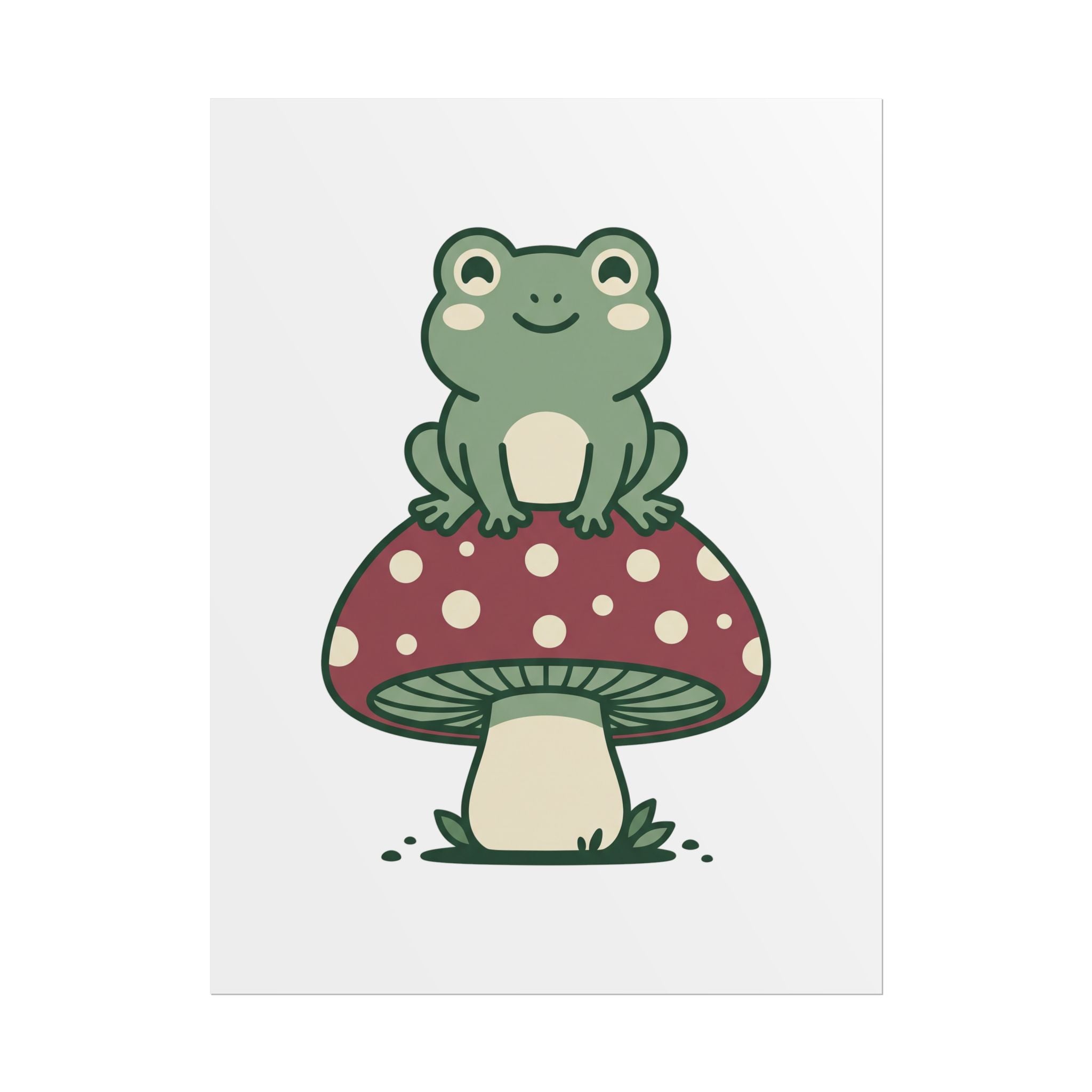 Frog on a Mushroom Poster