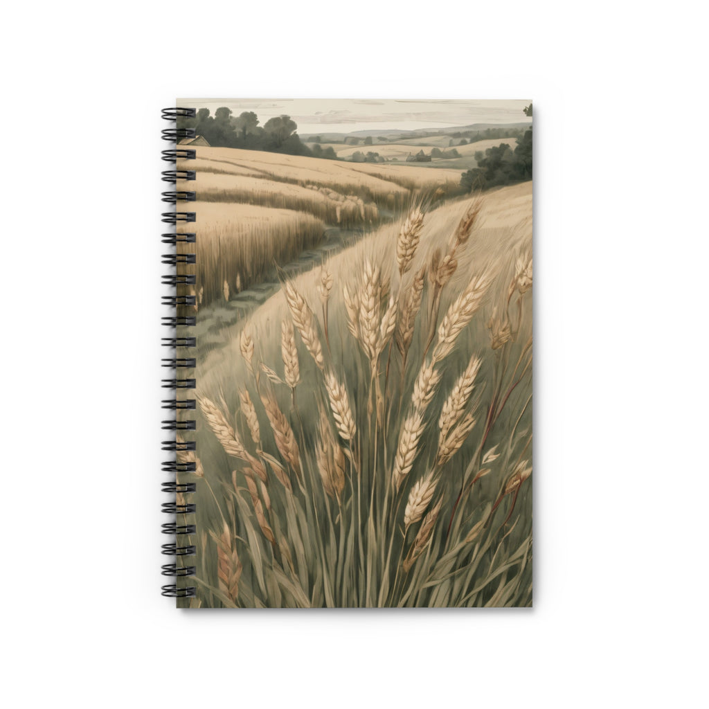 Wheat Field Spiral Notebook - Rustic Countryside Journal, Ruled Lined Notes