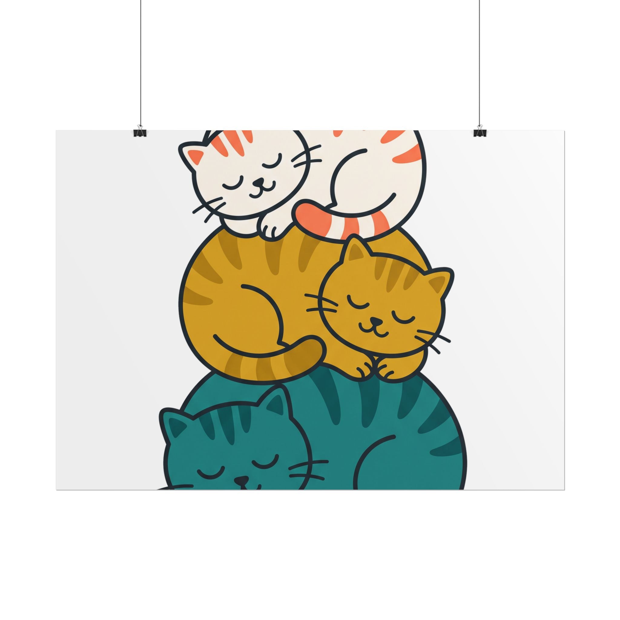 Sleepy Cat Stack Poster