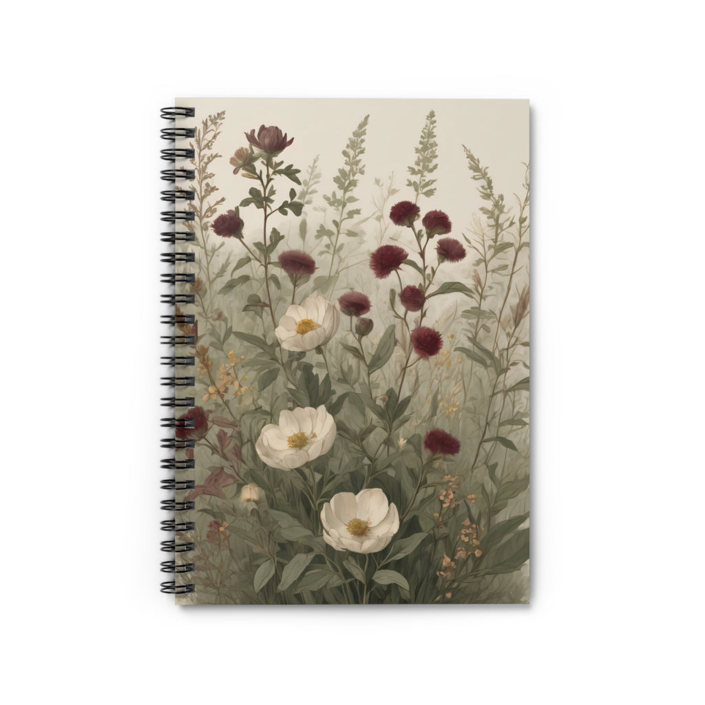 Floral Wildflower Spiral Notebook - Vintage Botanical Ruled Journal