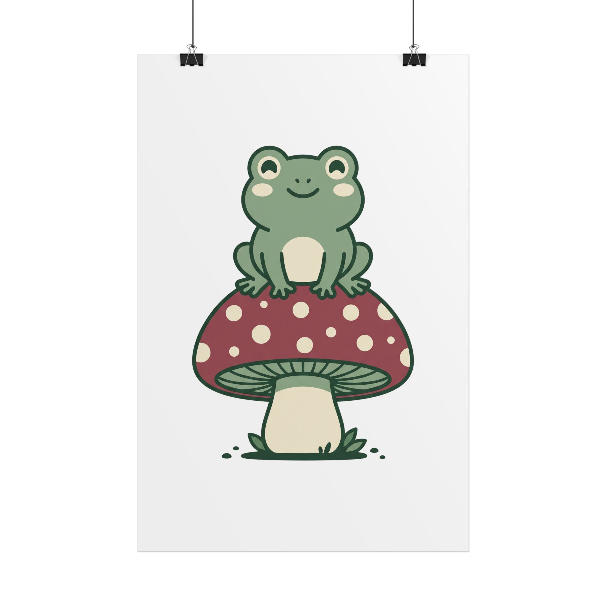 Frog on a Mushroom Poster
