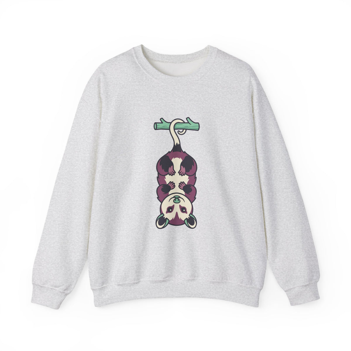Opossum Hanging Crewneck, Funny Woodland Animal Sweatshirt