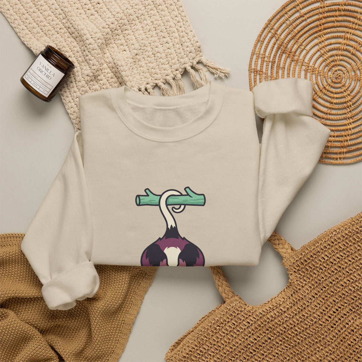 Opossum Hanging Crewneck, Funny Woodland Animal Sweatshirt