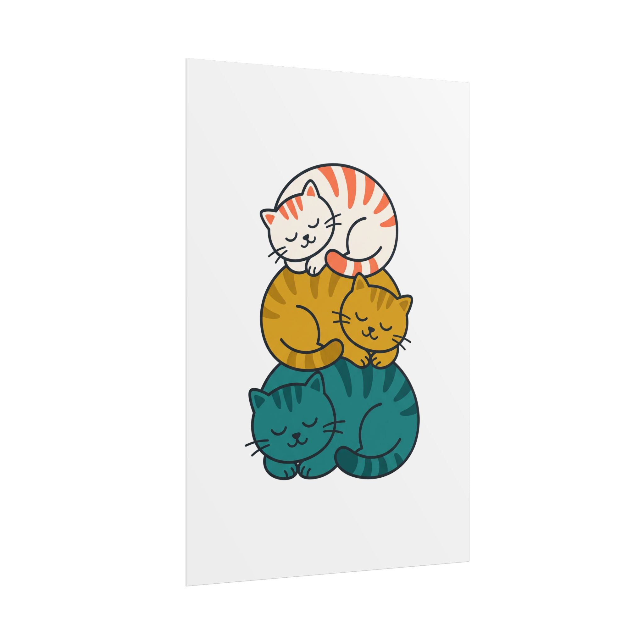 Sleepy Cat Stack Poster