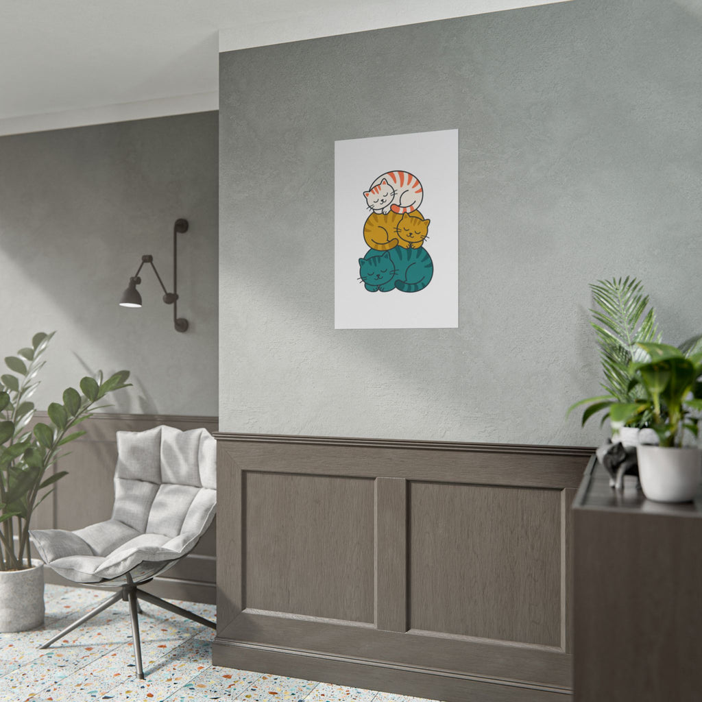 Sleepy Cat Stack Poster