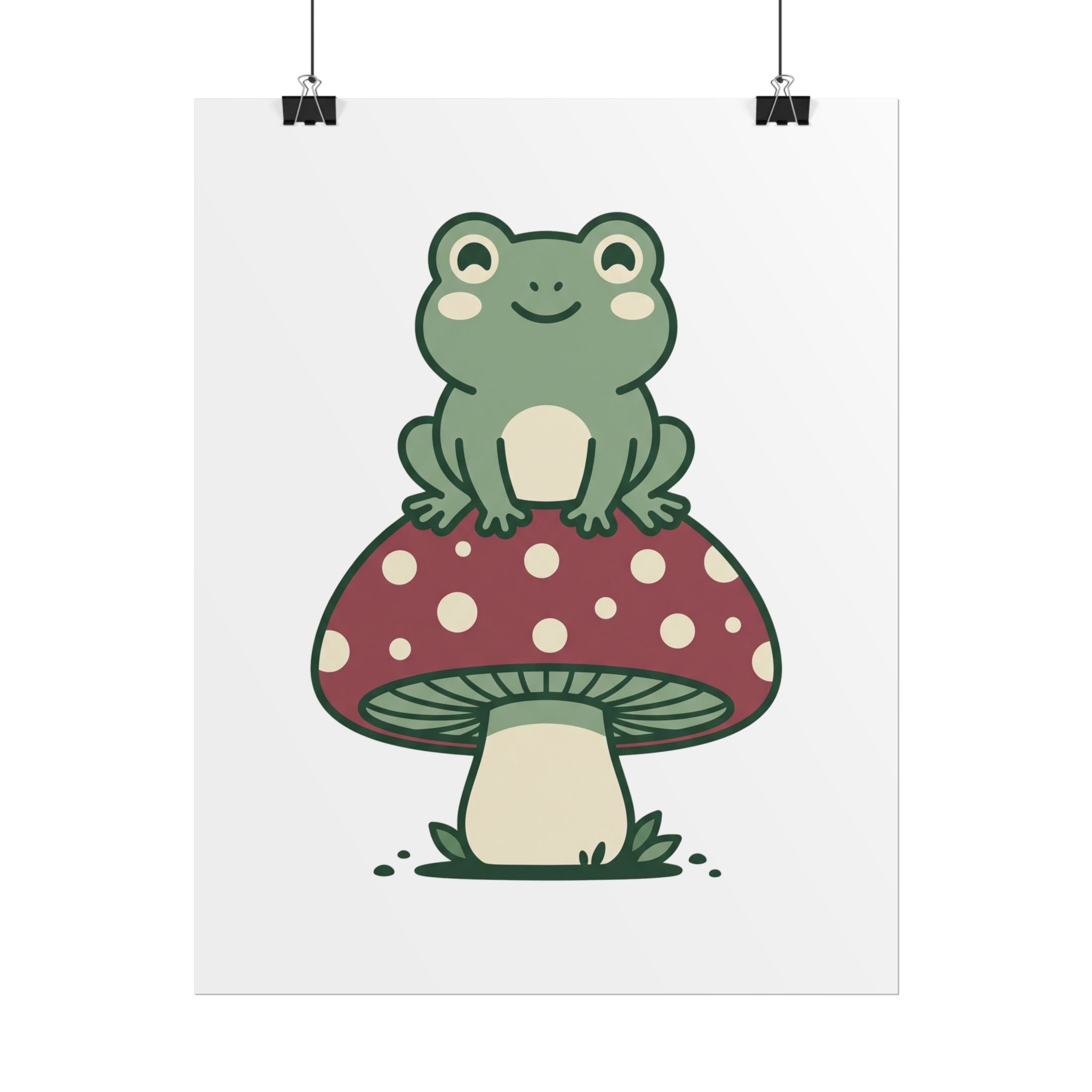 Frog on a Mushroom Poster