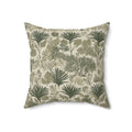 Botanical Split-Print Square Pillow — Green Tropical Leaf Accent Cushion