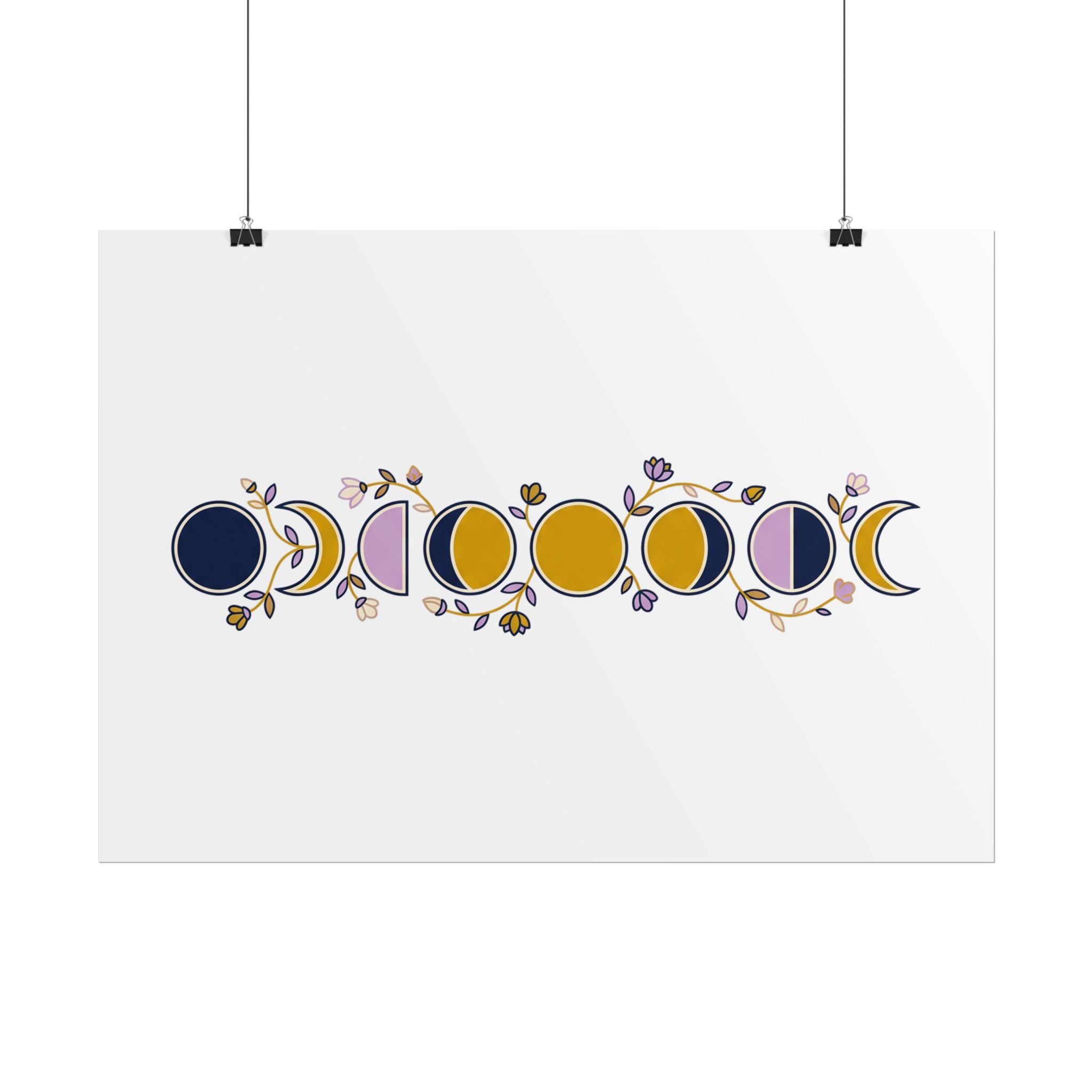 Moon Phases Botanical Poster