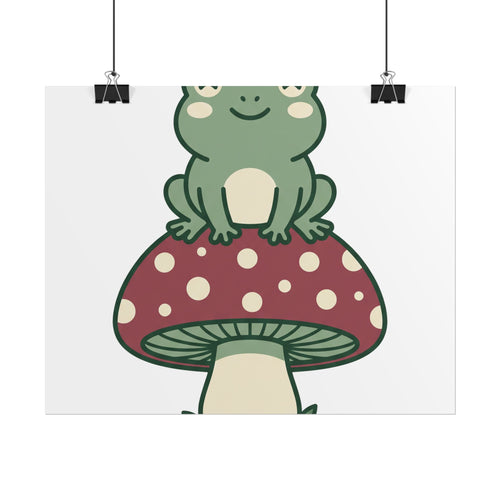 Frog on a Mushroom Poster