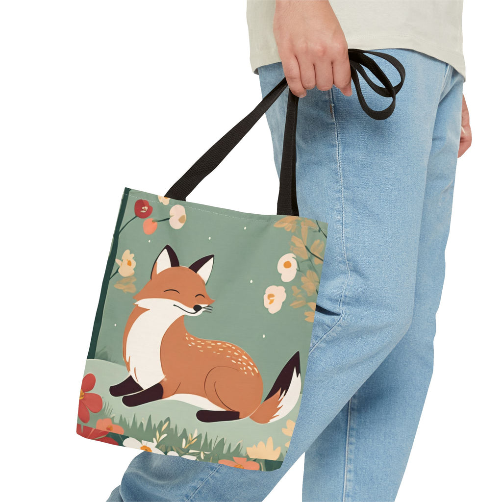 Floral Fox Tote Bag — Cute Woodland Animal Market Bag