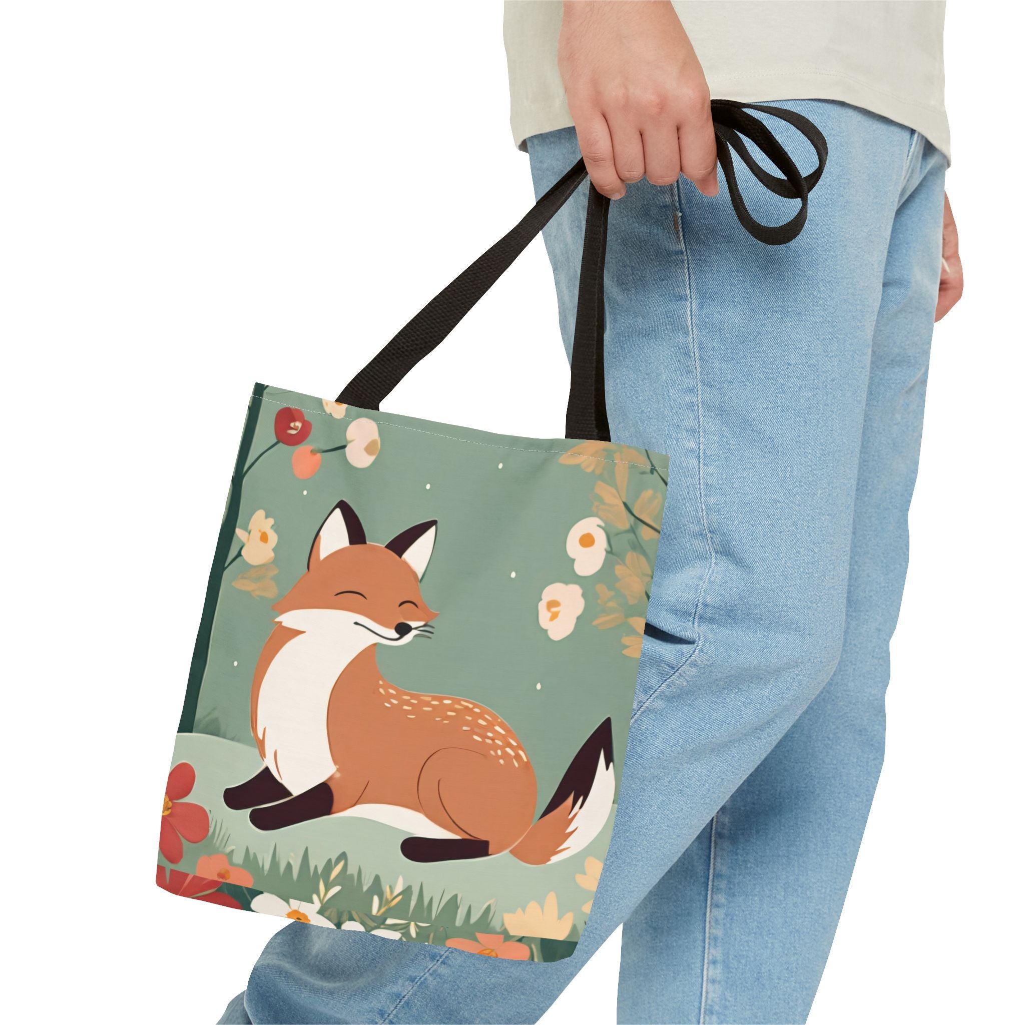 Floral Fox Tote Bag — Cute Woodland Animal Market Bag