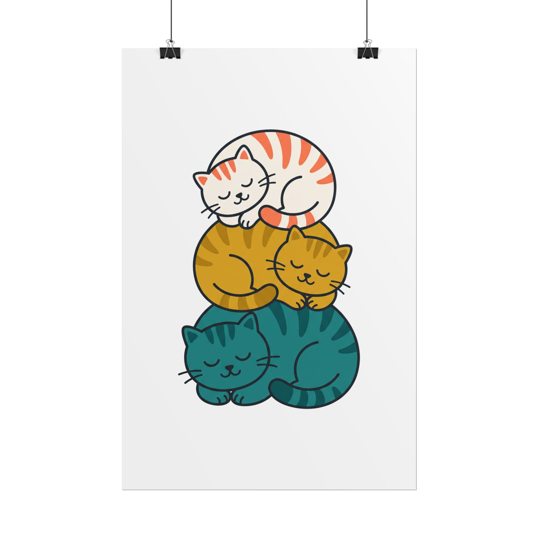 Sleepy Cat Stack Poster
