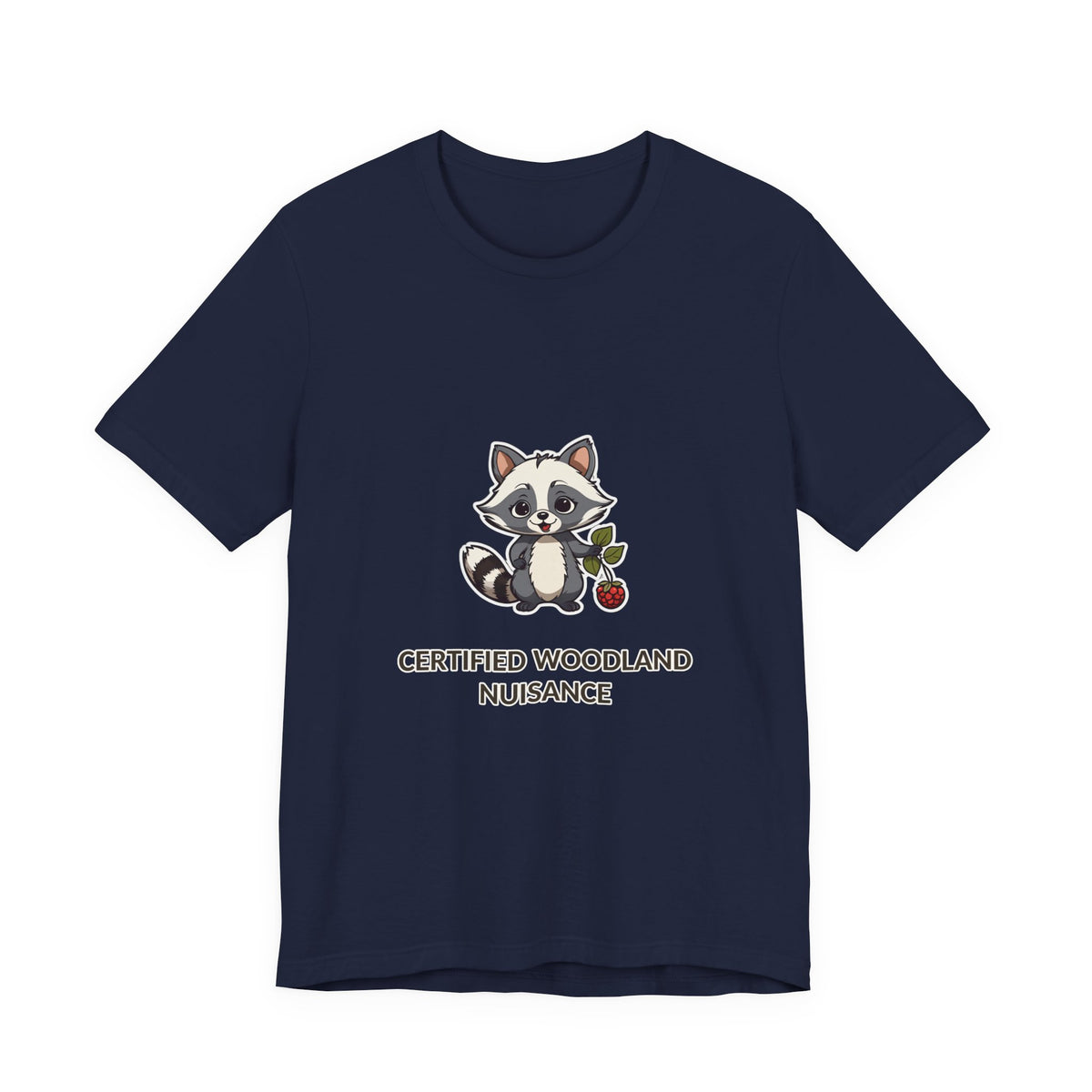 Certified Woodland Nuisance Tee in Navy, original woodland design by Bramblewick