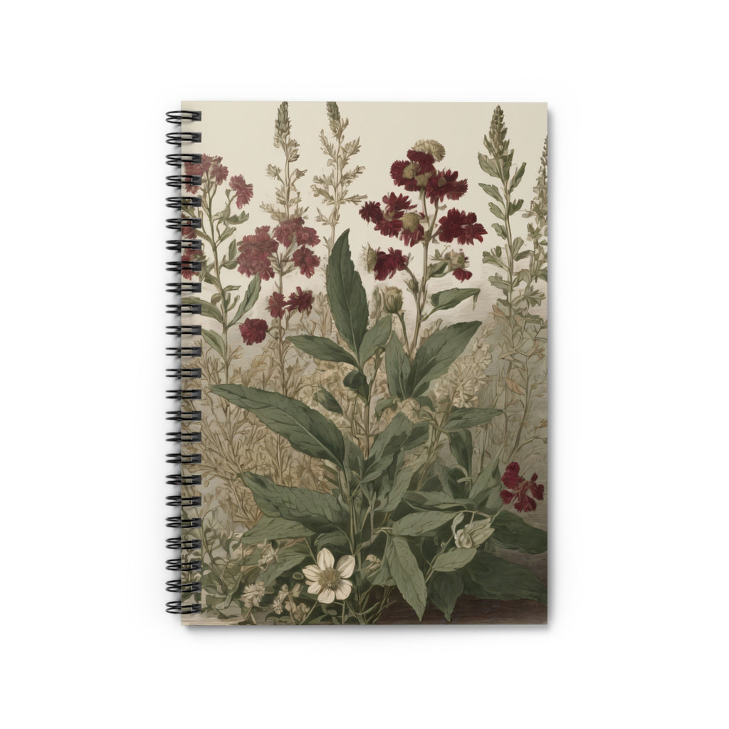 Botanical Vintage Spiral Notebook - Floral Field Ruled Journal