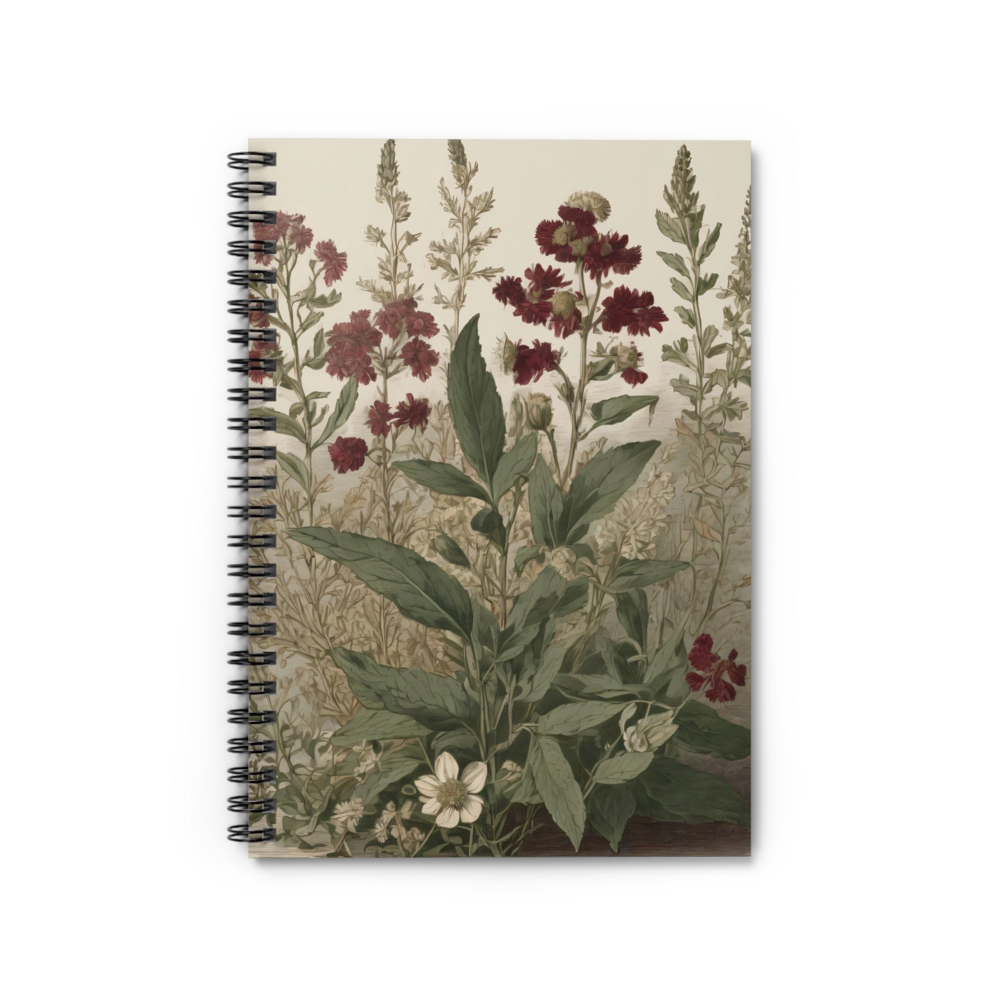 Botanical Vintage Spiral Notebook - Floral Field Ruled Journal