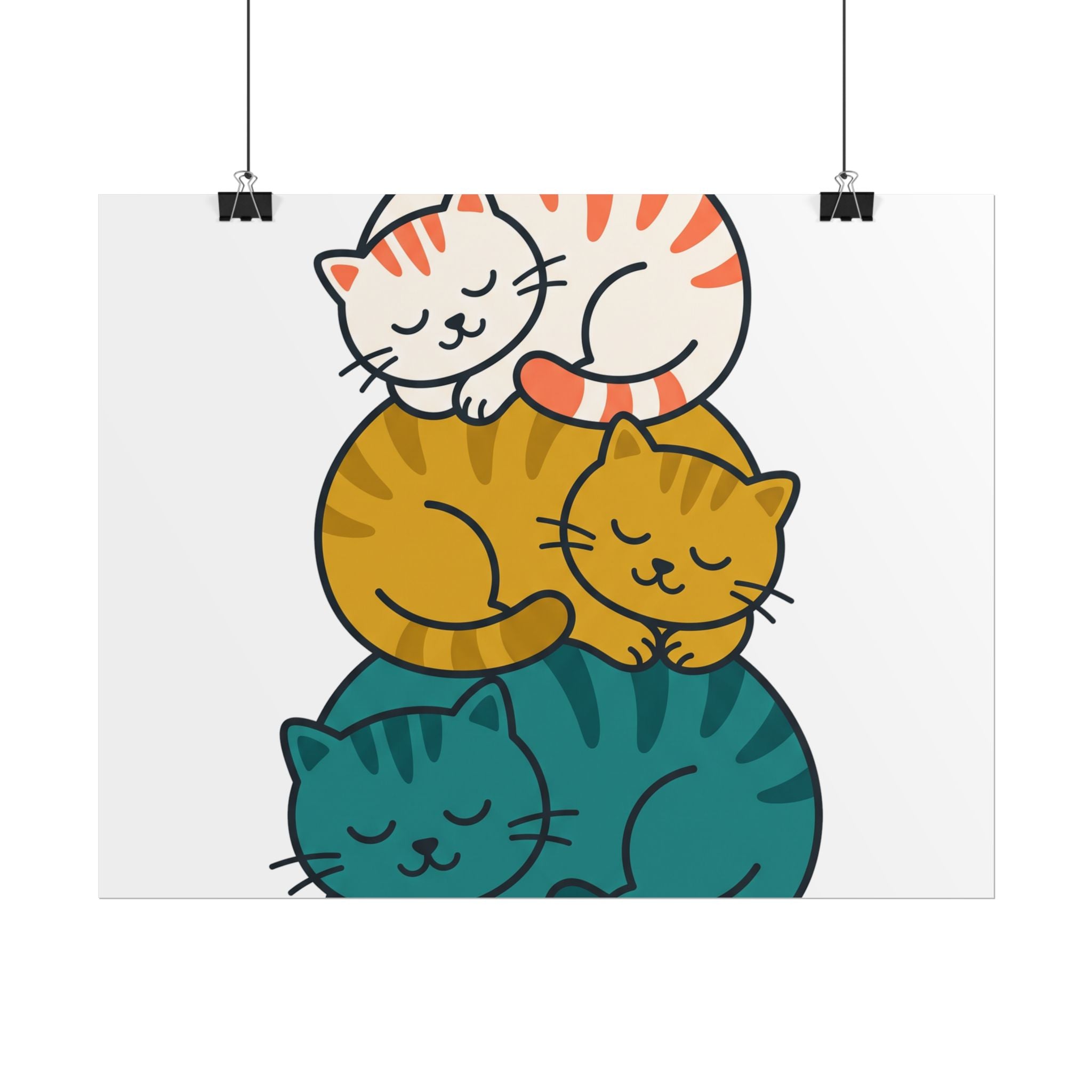 Sleepy Cat Stack Poster