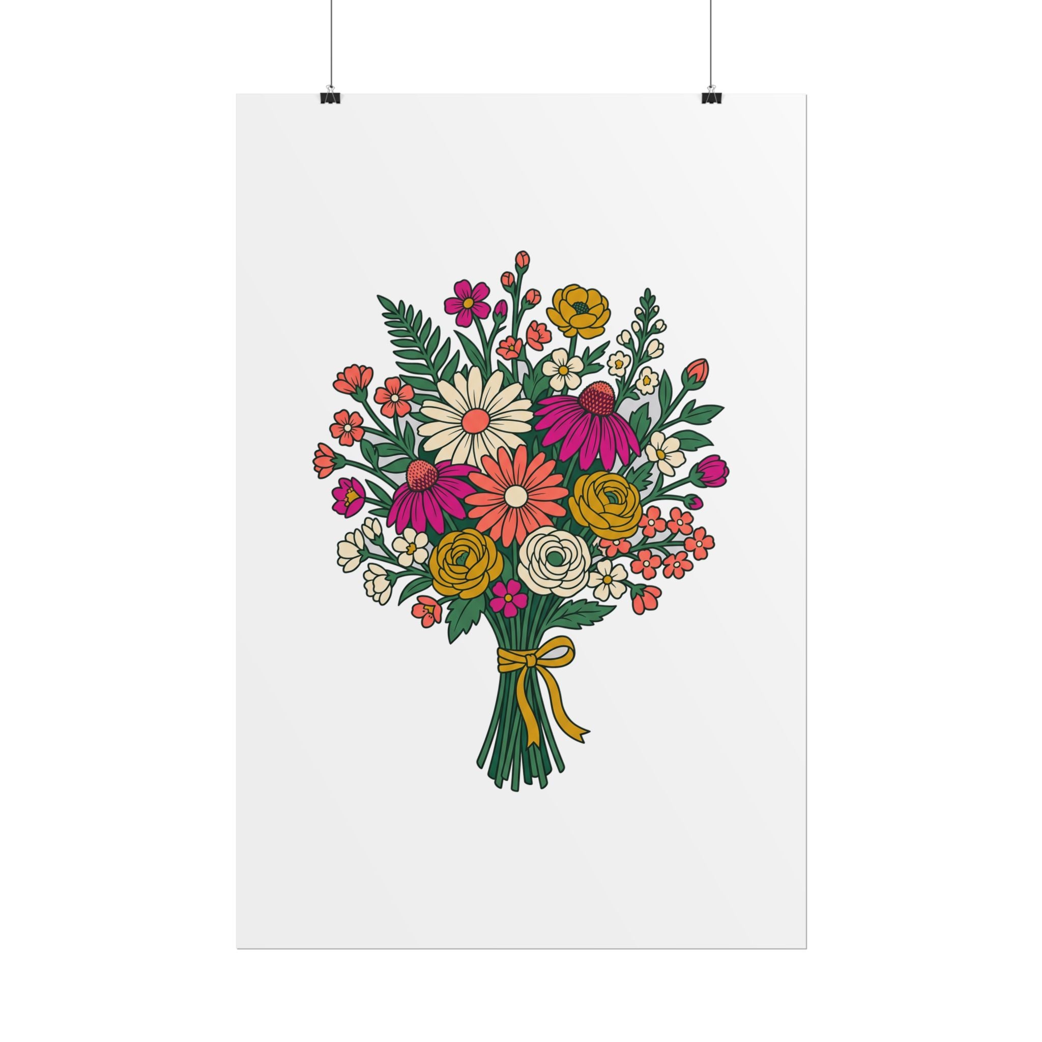 Wildflower Bouquet Line Poster
