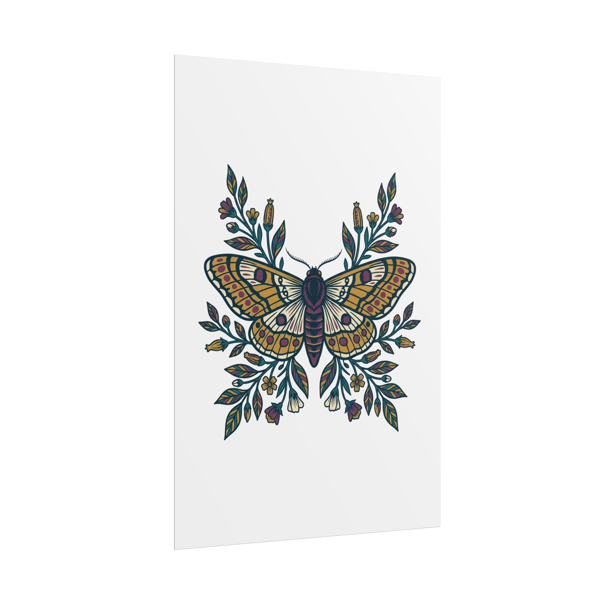 Botanical Moth and Flora Poster