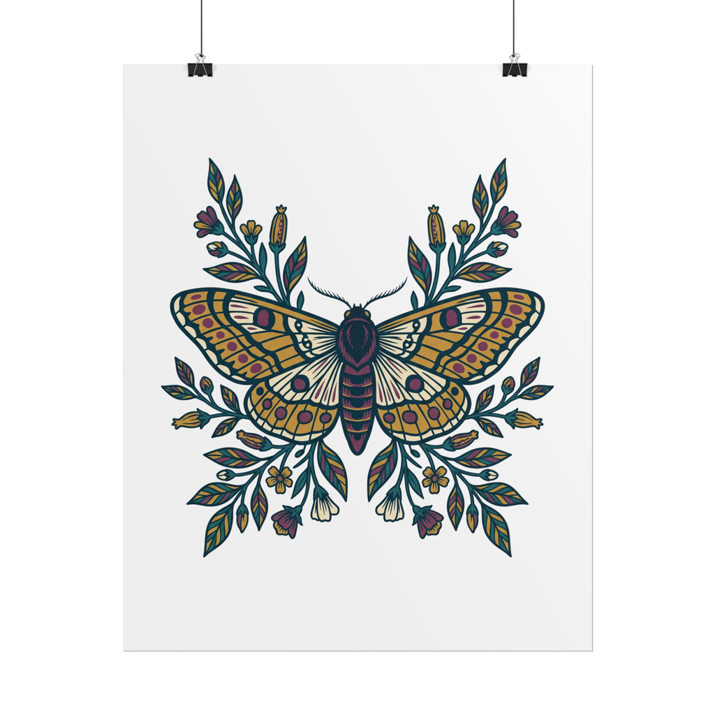 Botanical Moth and Flora Poster