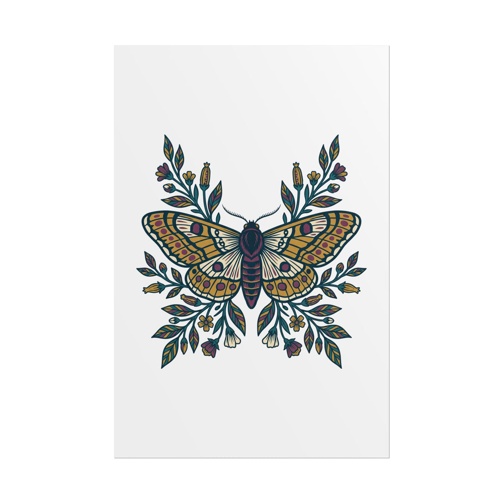 Botanical Moth and Flora Poster