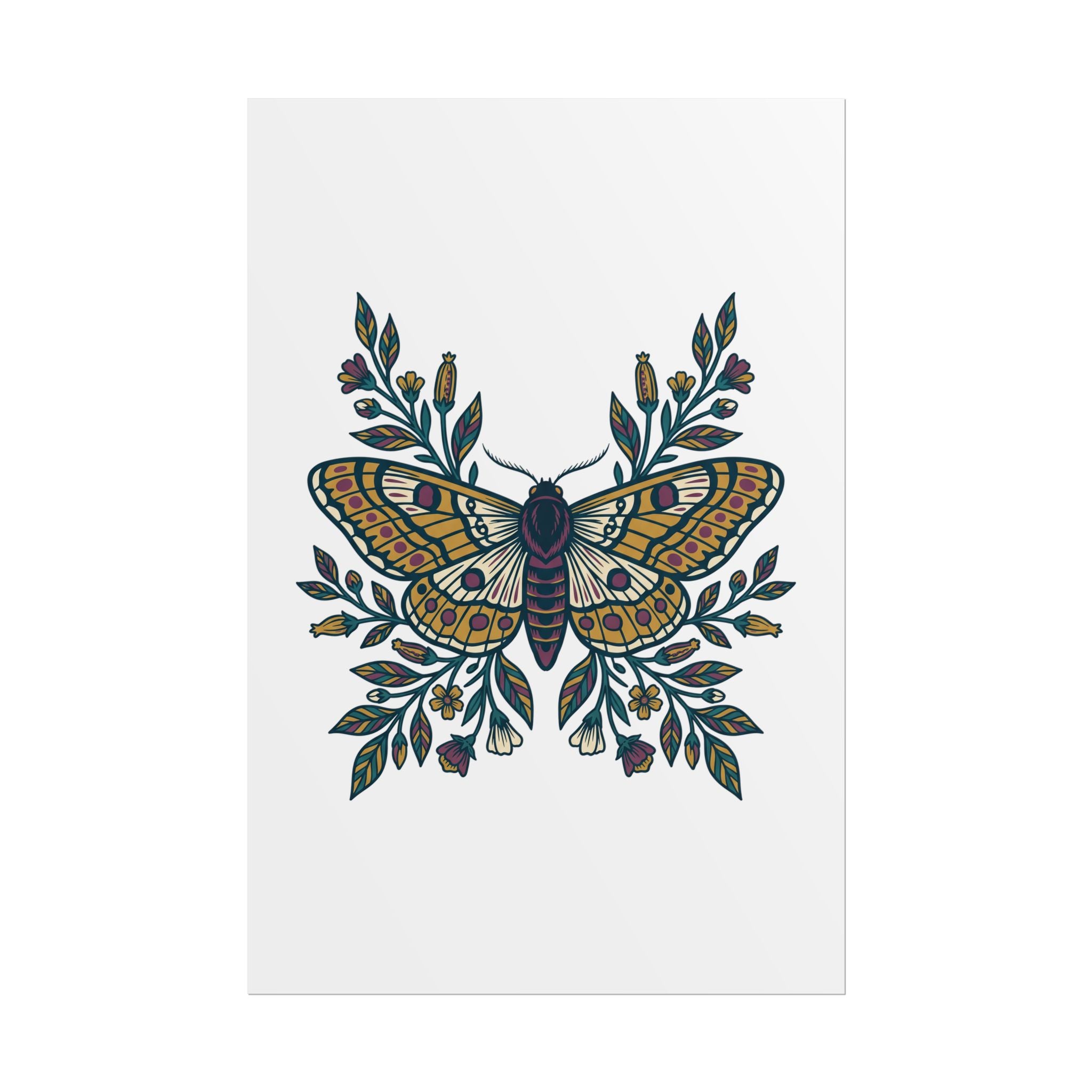 Botanical Moth and Flora Poster