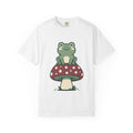 Frog on a Mushroom Tee, Cottagecore Goblincore Toadstool Shirt
