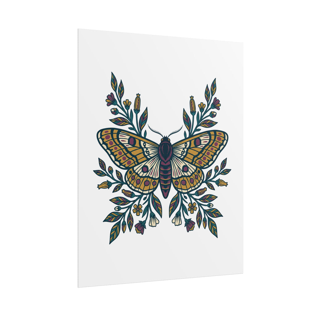 Botanical Moth and Flora Poster