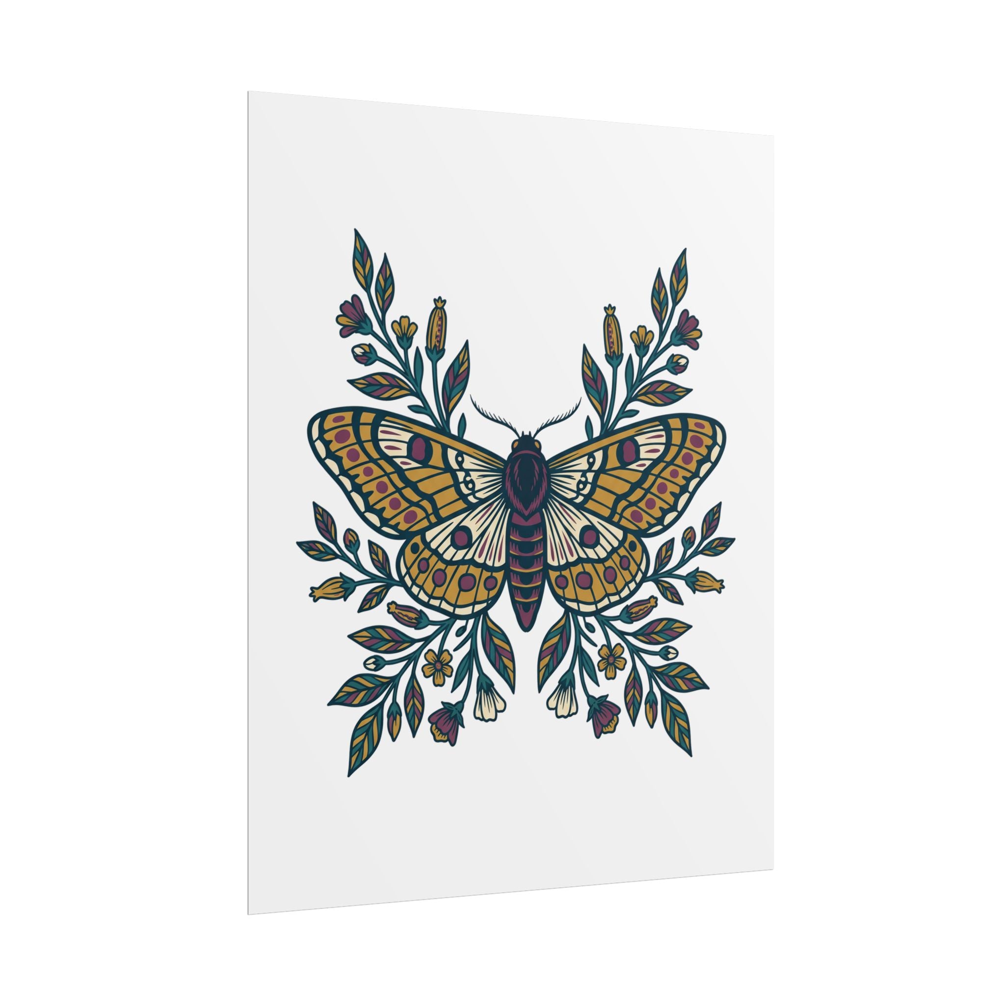 Botanical Moth and Flora Poster