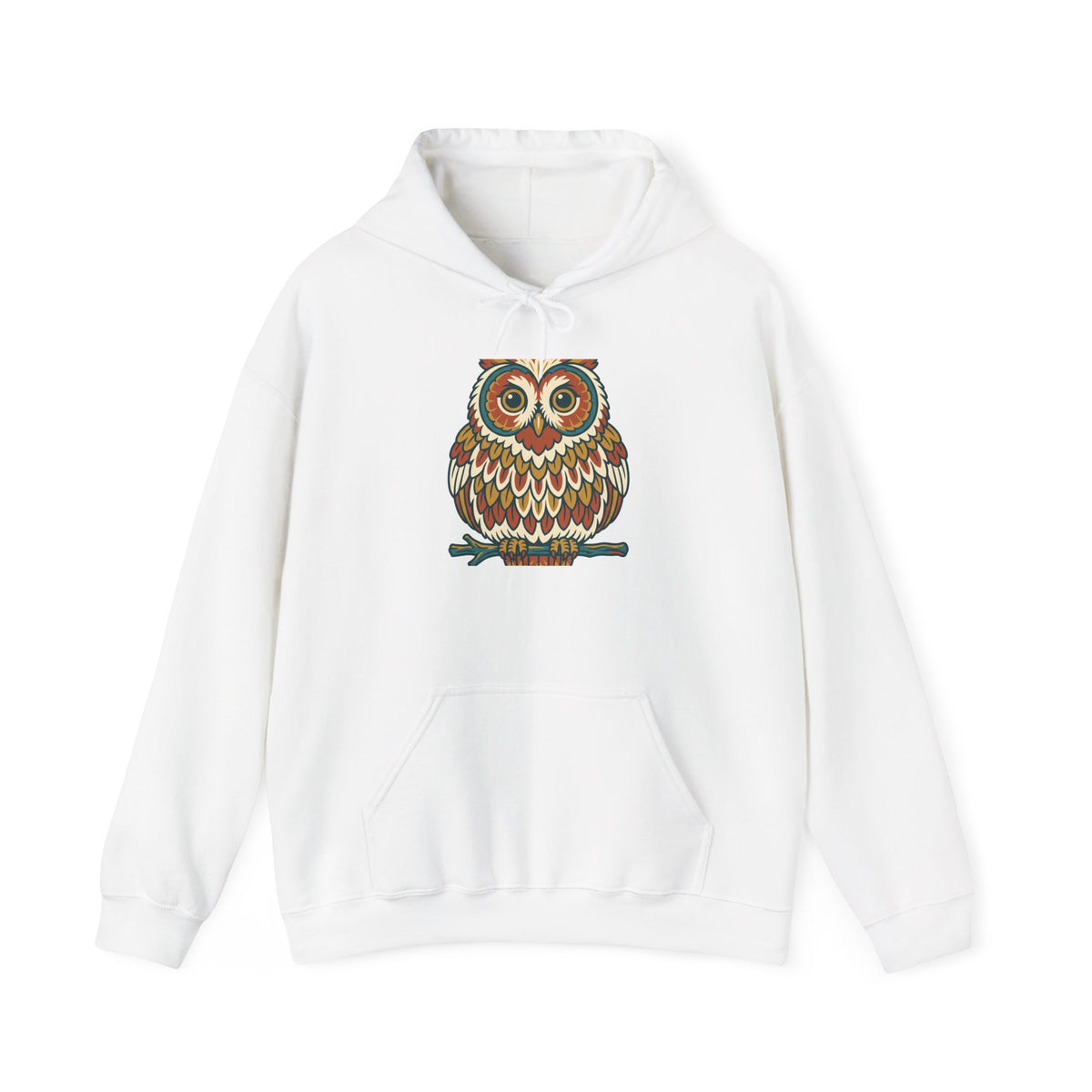 Round Owl Hoodie, Cute Woodland Bird Fleece Pullover