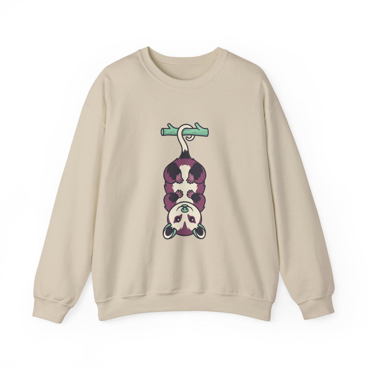 Opossum Hanging Crewneck, Funny Woodland Animal Sweatshirt