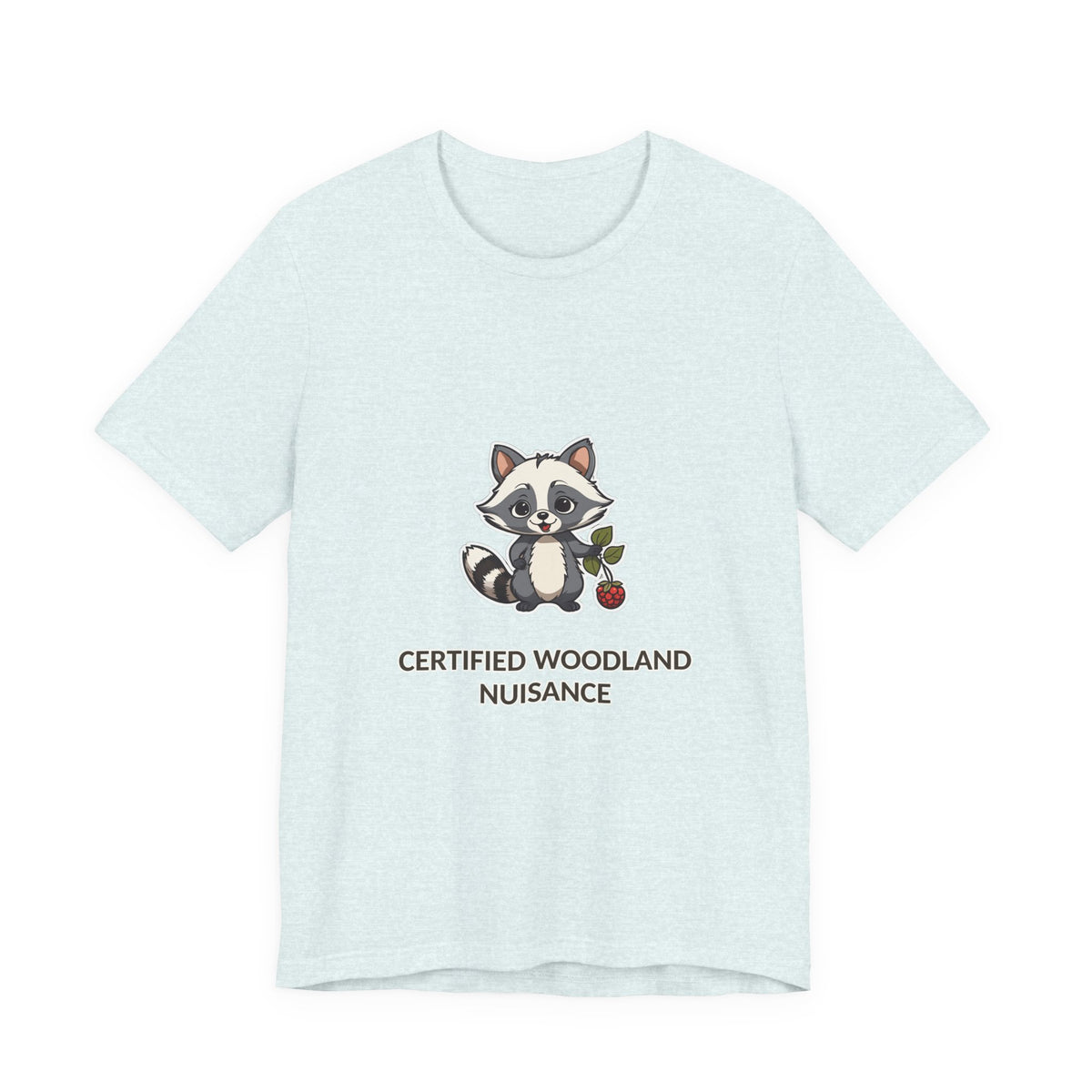 Certified Woodland Nuisance Tee in Heather Ice Blue, original woodland design by Bramblewick