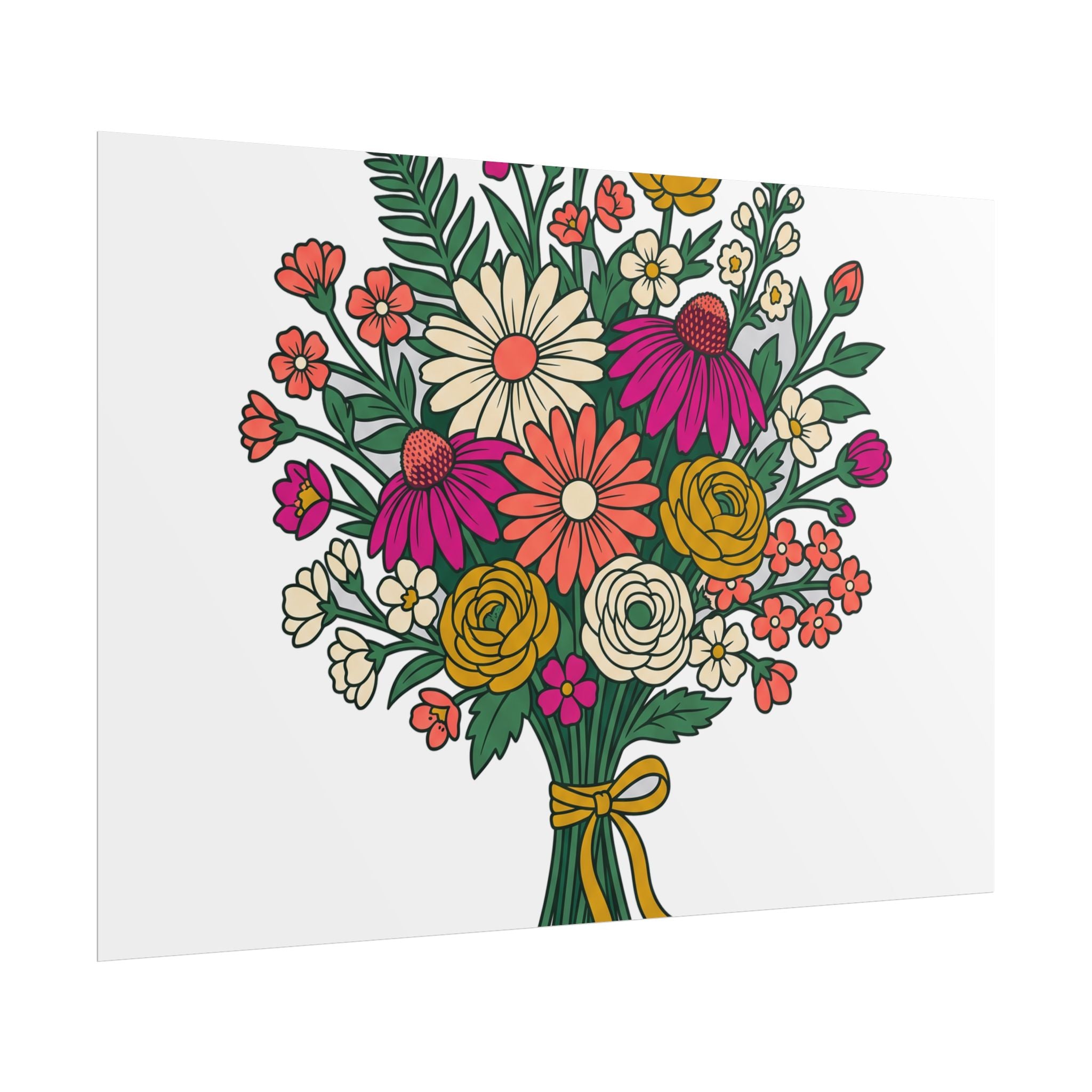 Wildflower Bouquet Line Poster