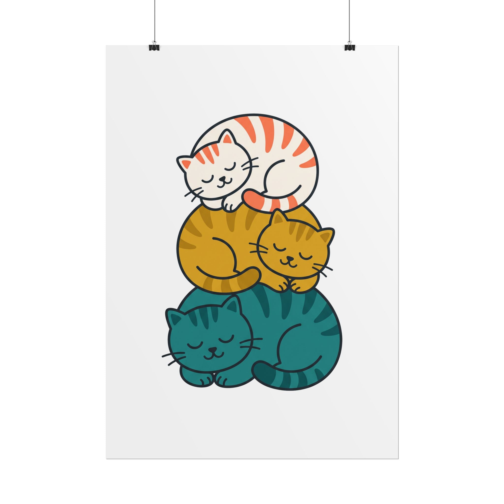 Sleepy Cat Stack Poster