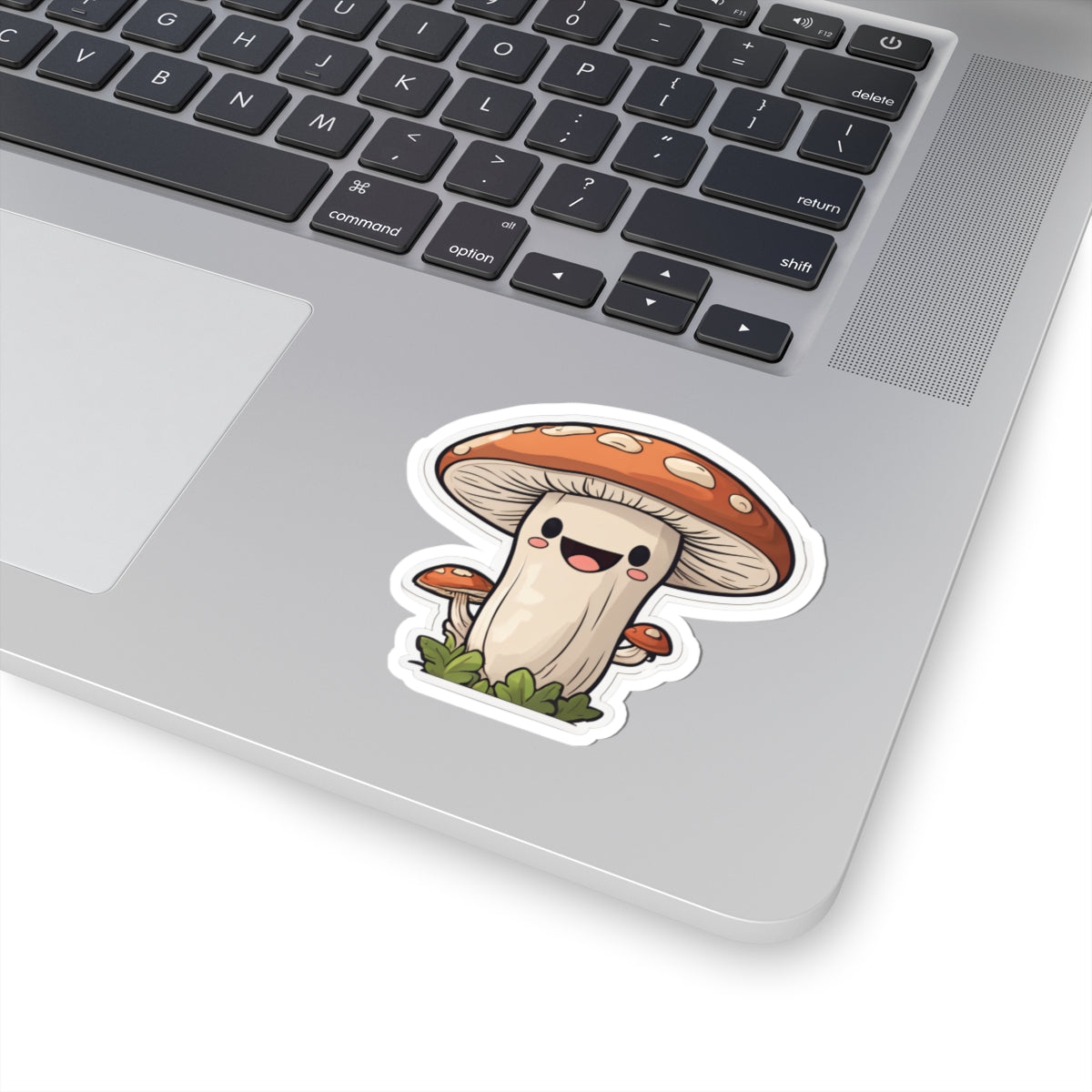 Cute Smiling Mushroom Sticker - Kawaii Mushroom Kiss-Cut Decal for Laptops & Water Bottles