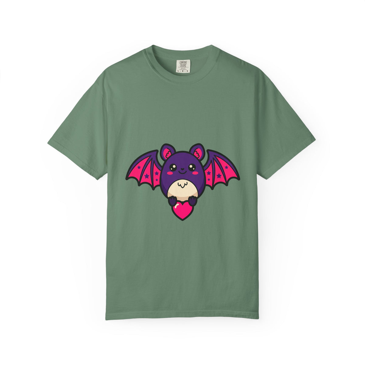 Bat with Tiny Heart Tee, Cute Whimsical Goth Spooky Shirt