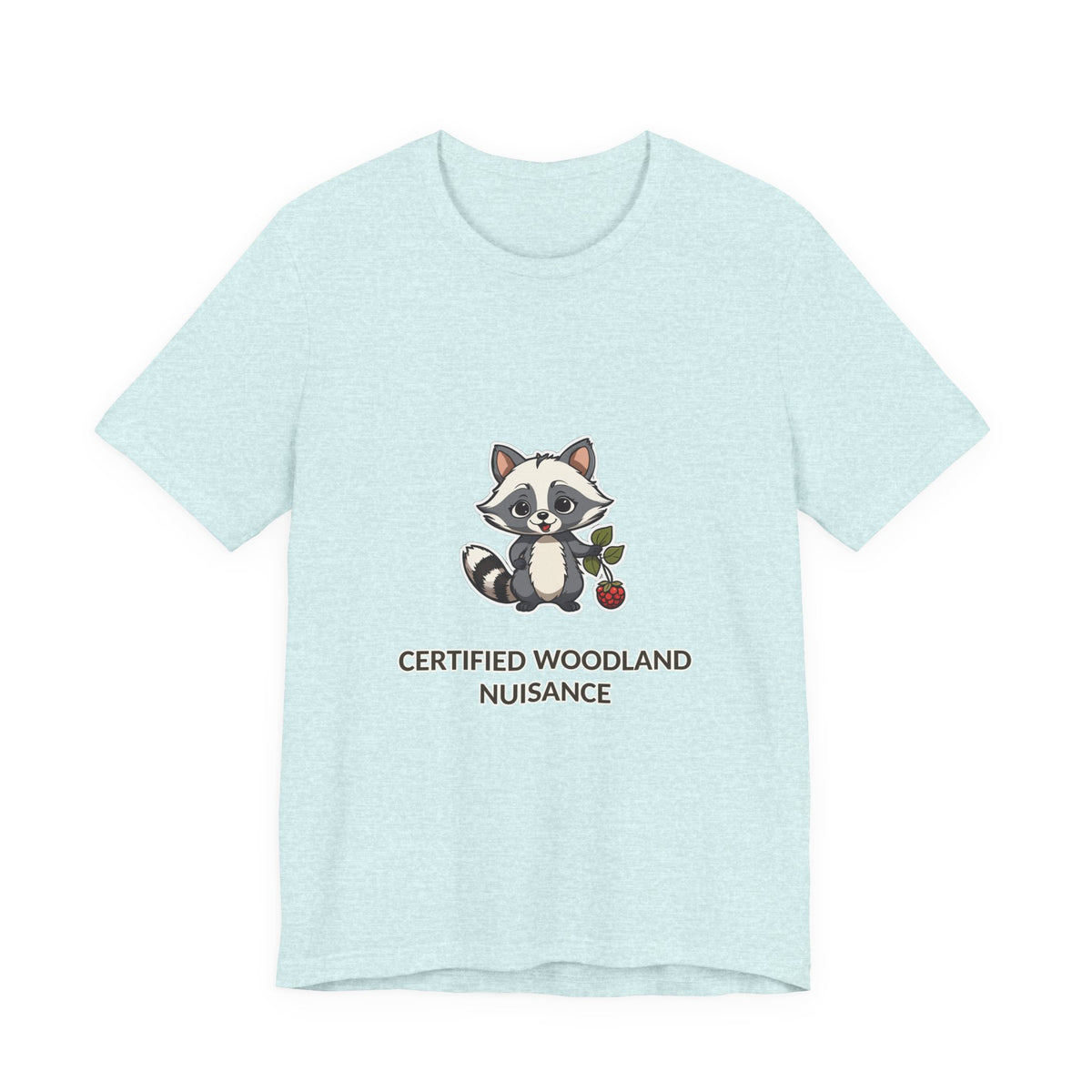 Certified Woodland Nuisance Tee in Heather Prism Ice Blue, original woodland design by Bramblewick