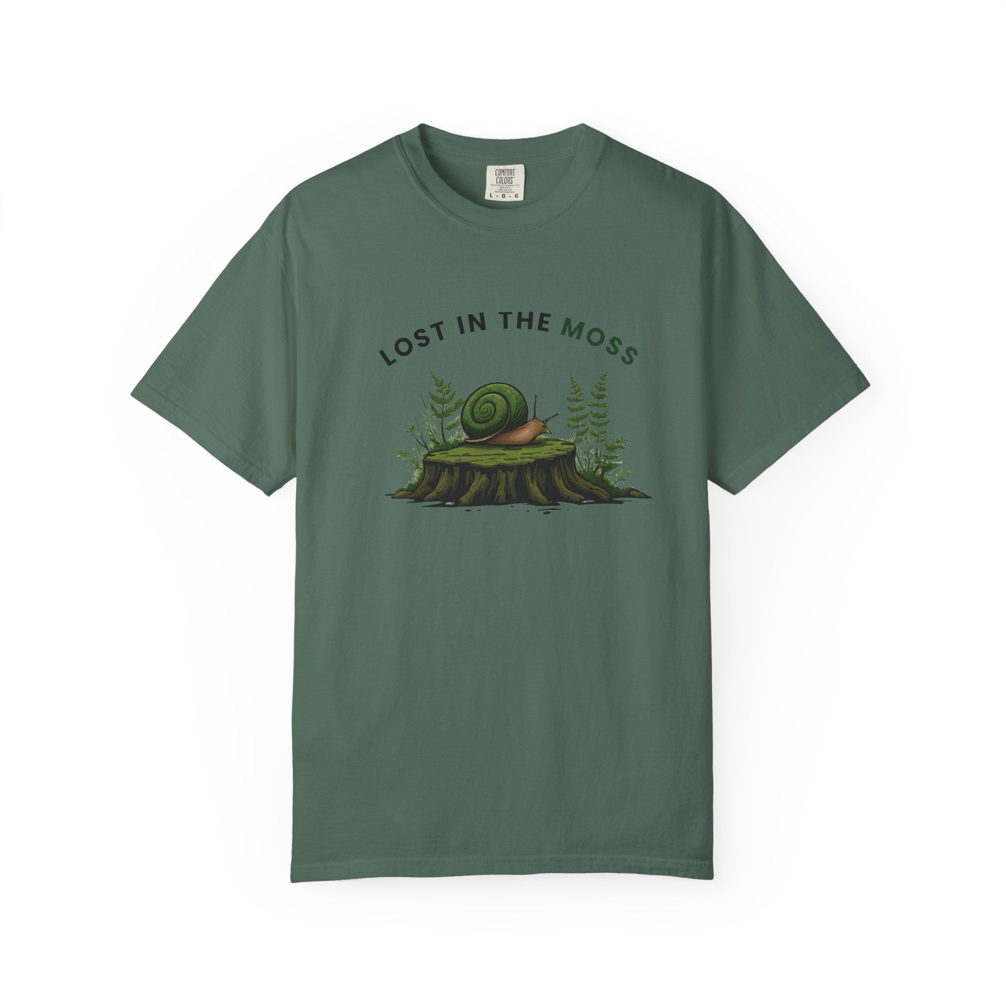 Lost in the Moss T-Shirt — Forest Snail Stump Nature Tee