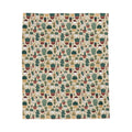 Succulent Pattern Velveteen Plush Blanket — Cozy Plant Lover Throw