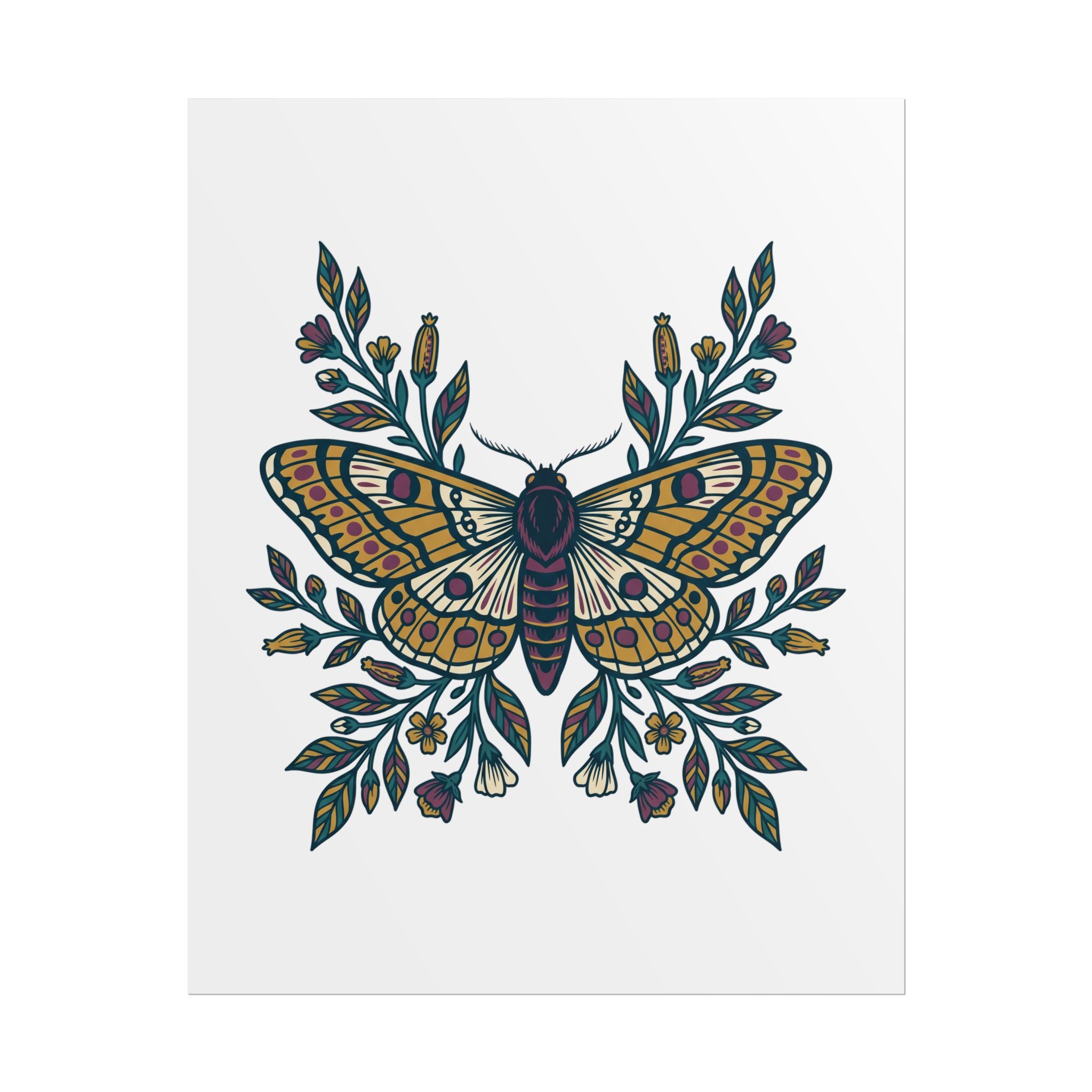 Botanical Moth and Flora Poster