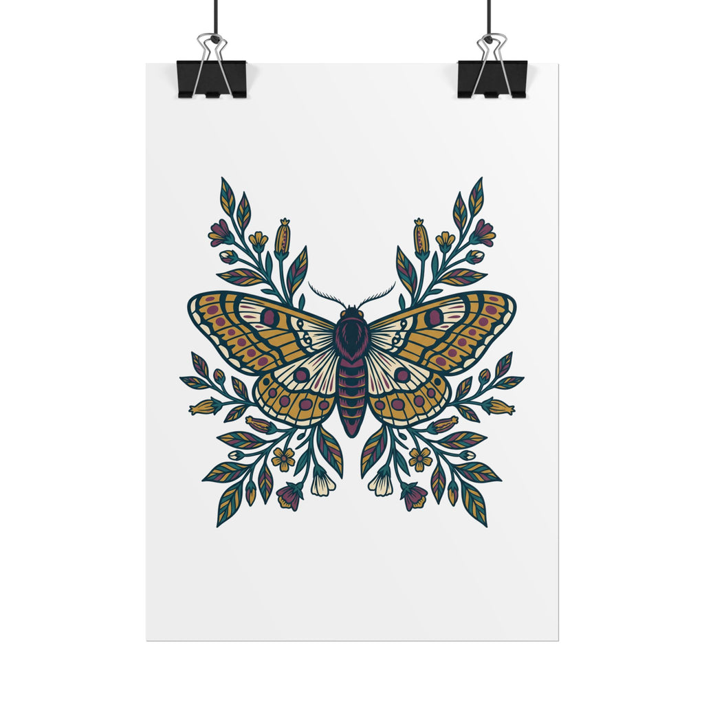 Botanical Moth and Flora Poster