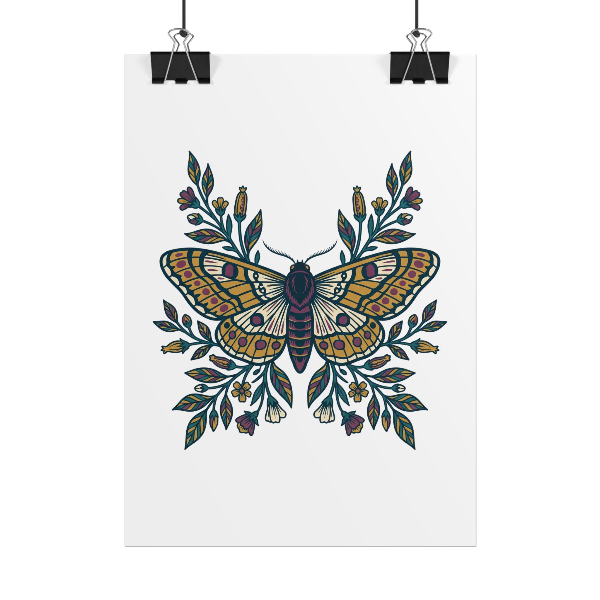 Botanical Moth and Flora Poster