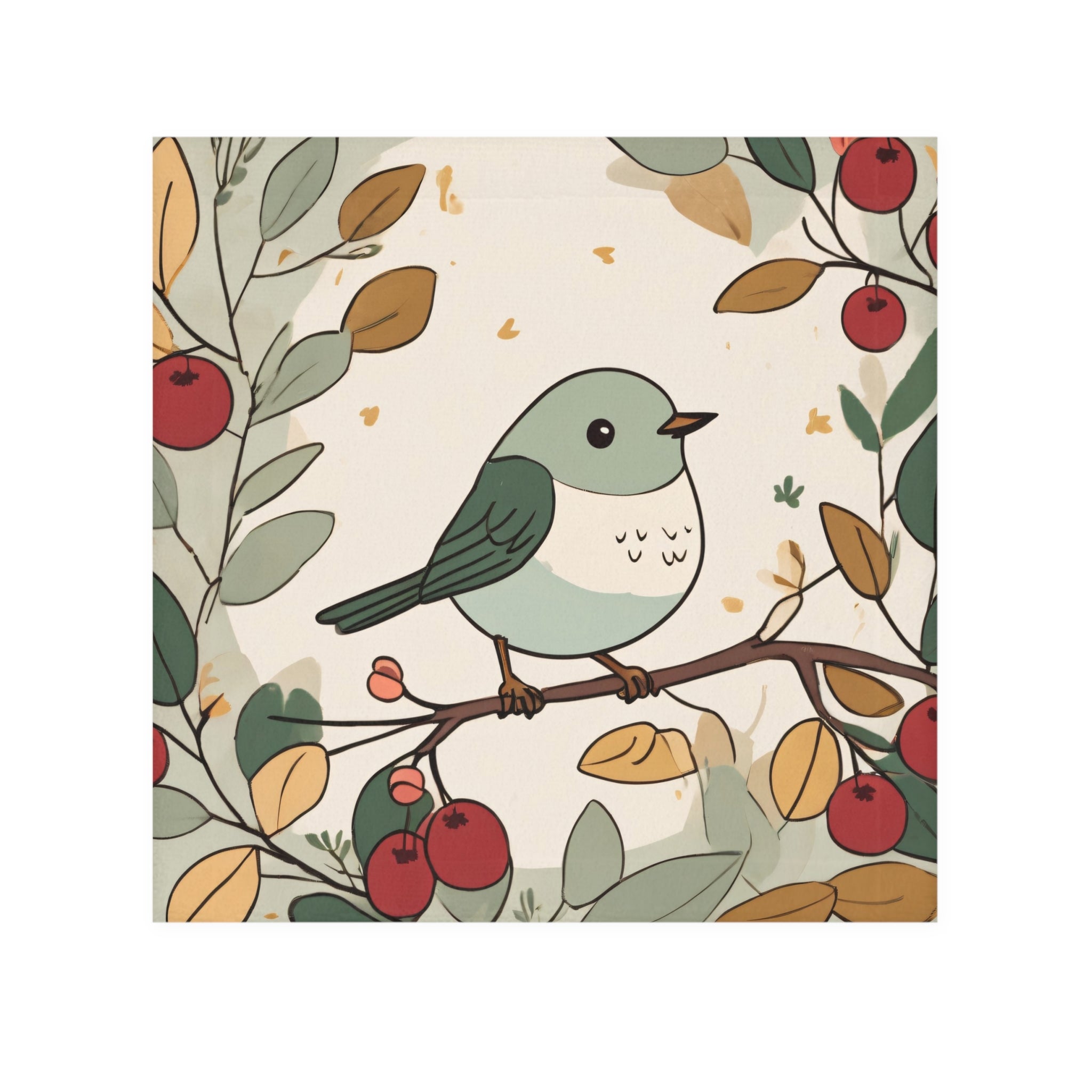 Cute Bird Face Towel — Spring Woodland Songbird Design