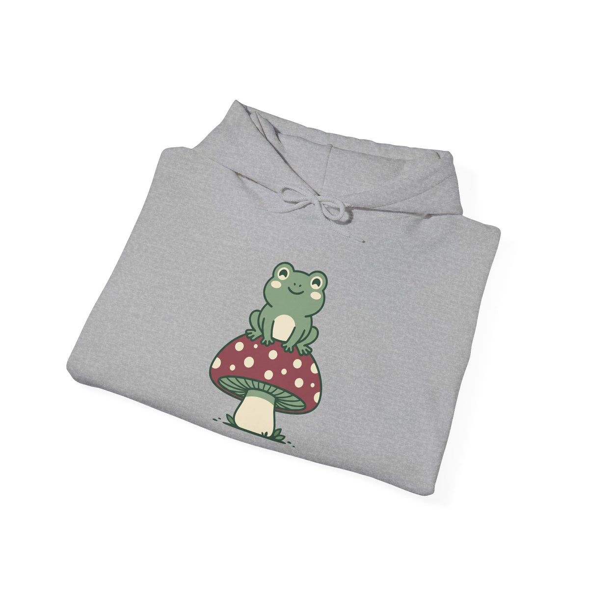 Frog on a Mushroom Hoodie, Cute Goblincore Toadstool Pullover