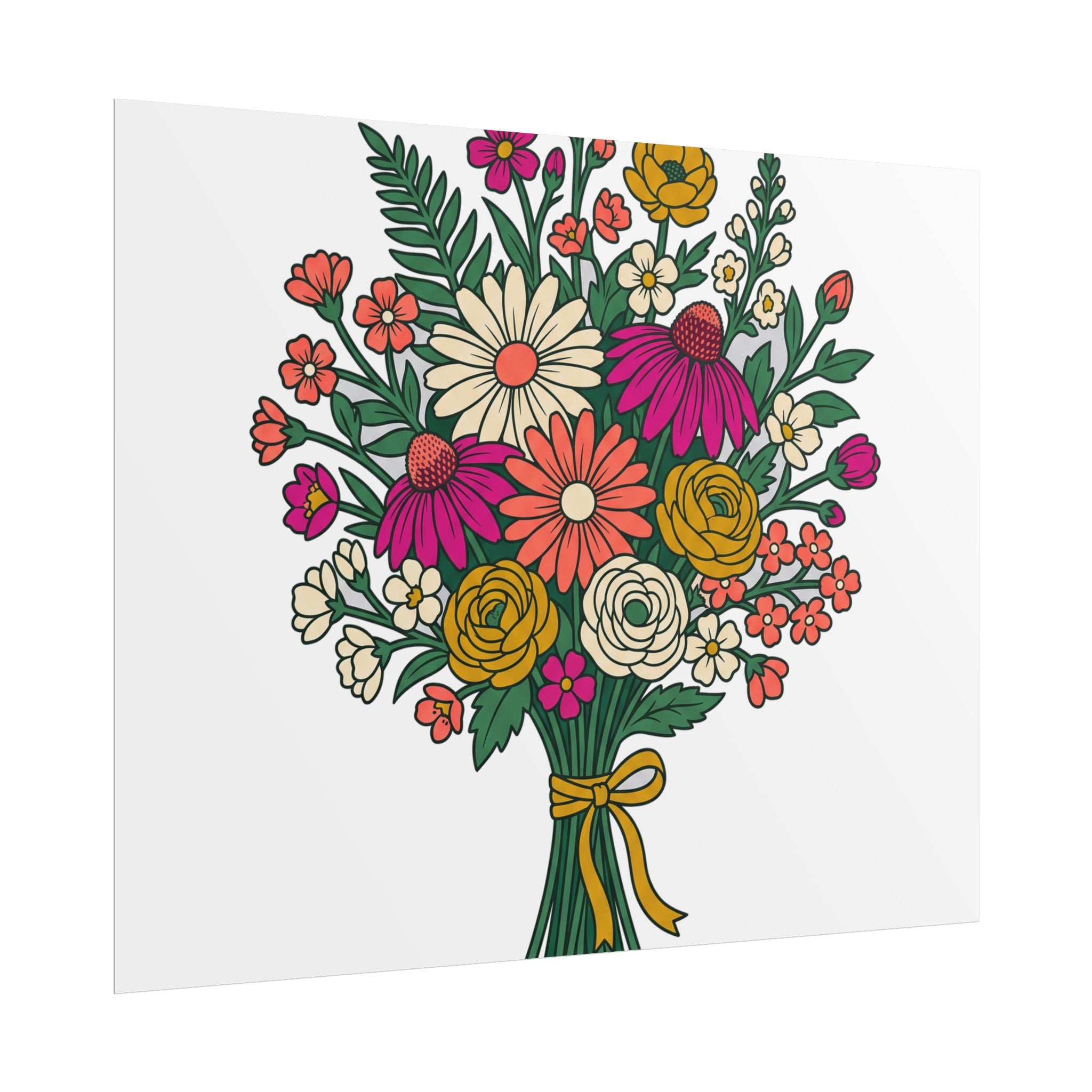 Wildflower Bouquet Line Poster